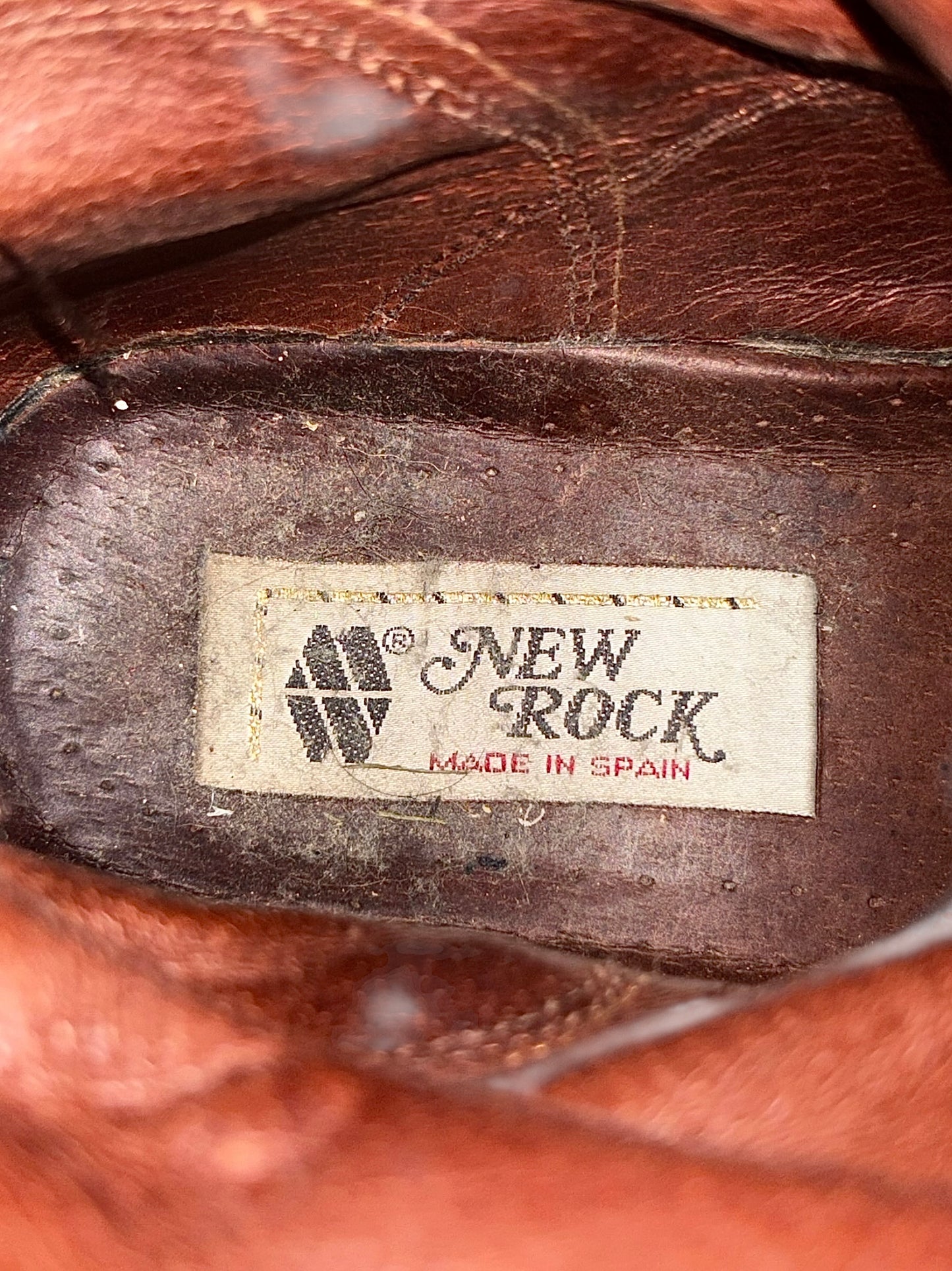 Vintage New Rock buckled raised-heel mid-calf leather boots size 42