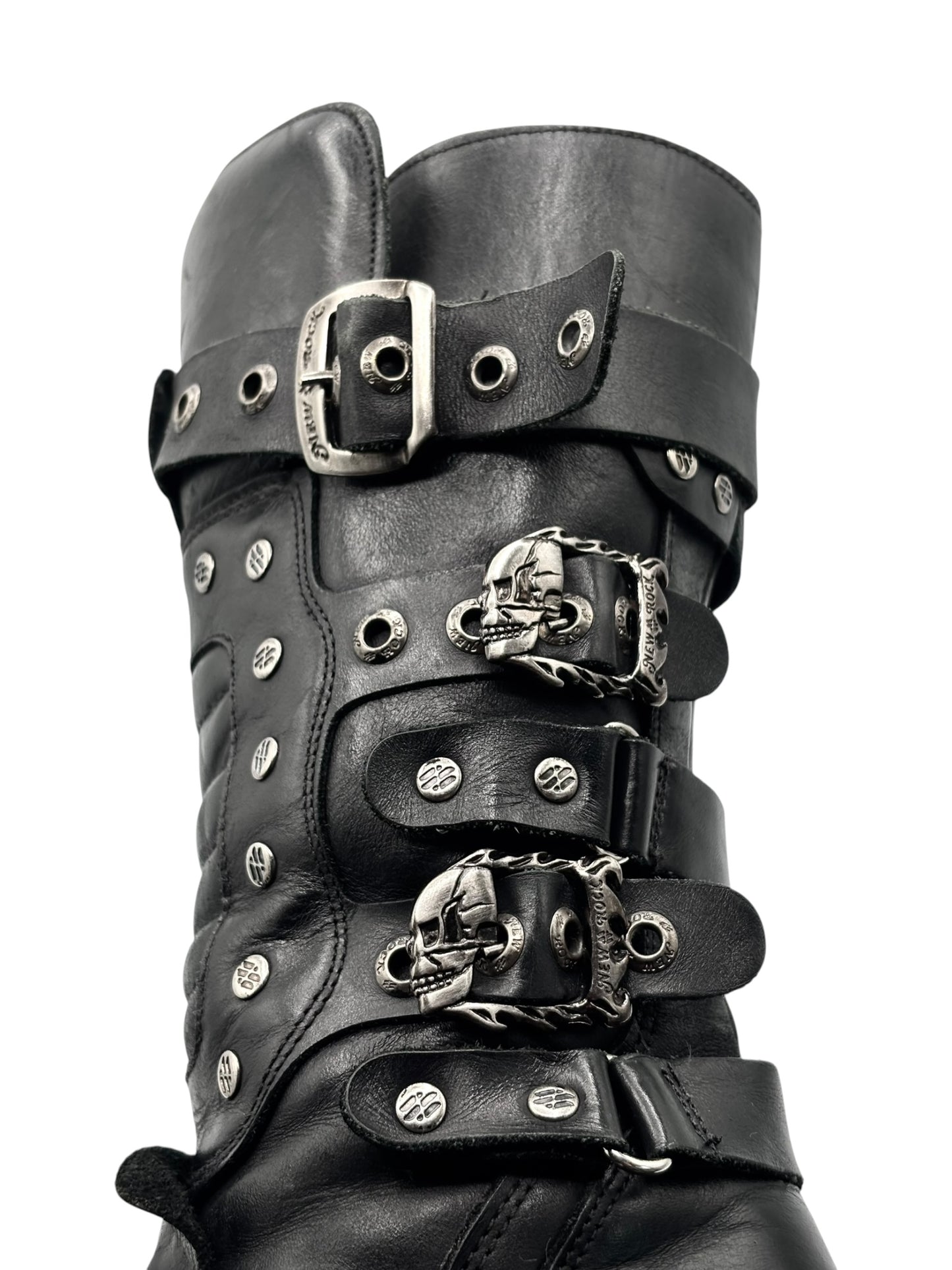 Vintage New Rock knee high studded leather boots
