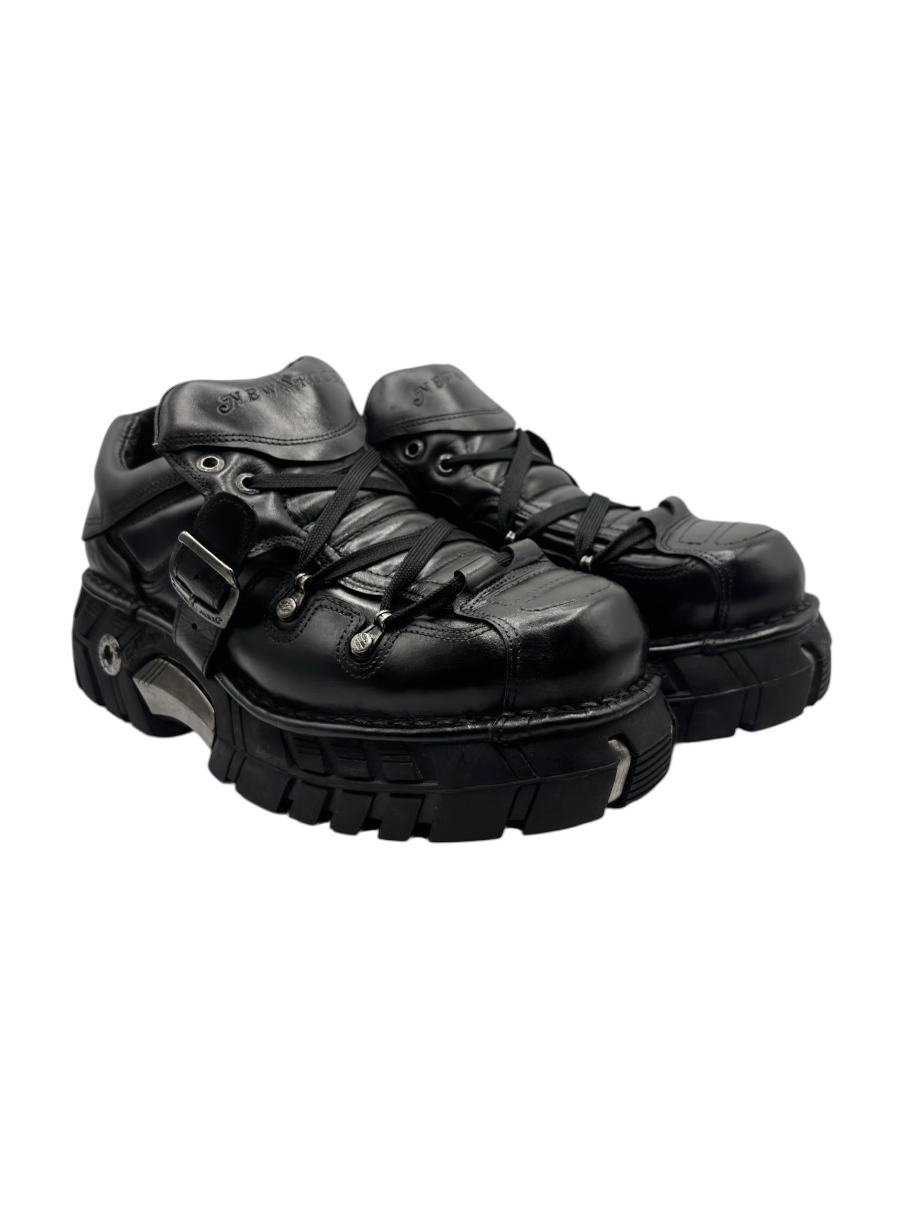 RARE vintage New Rock black trailer platform boots size 43