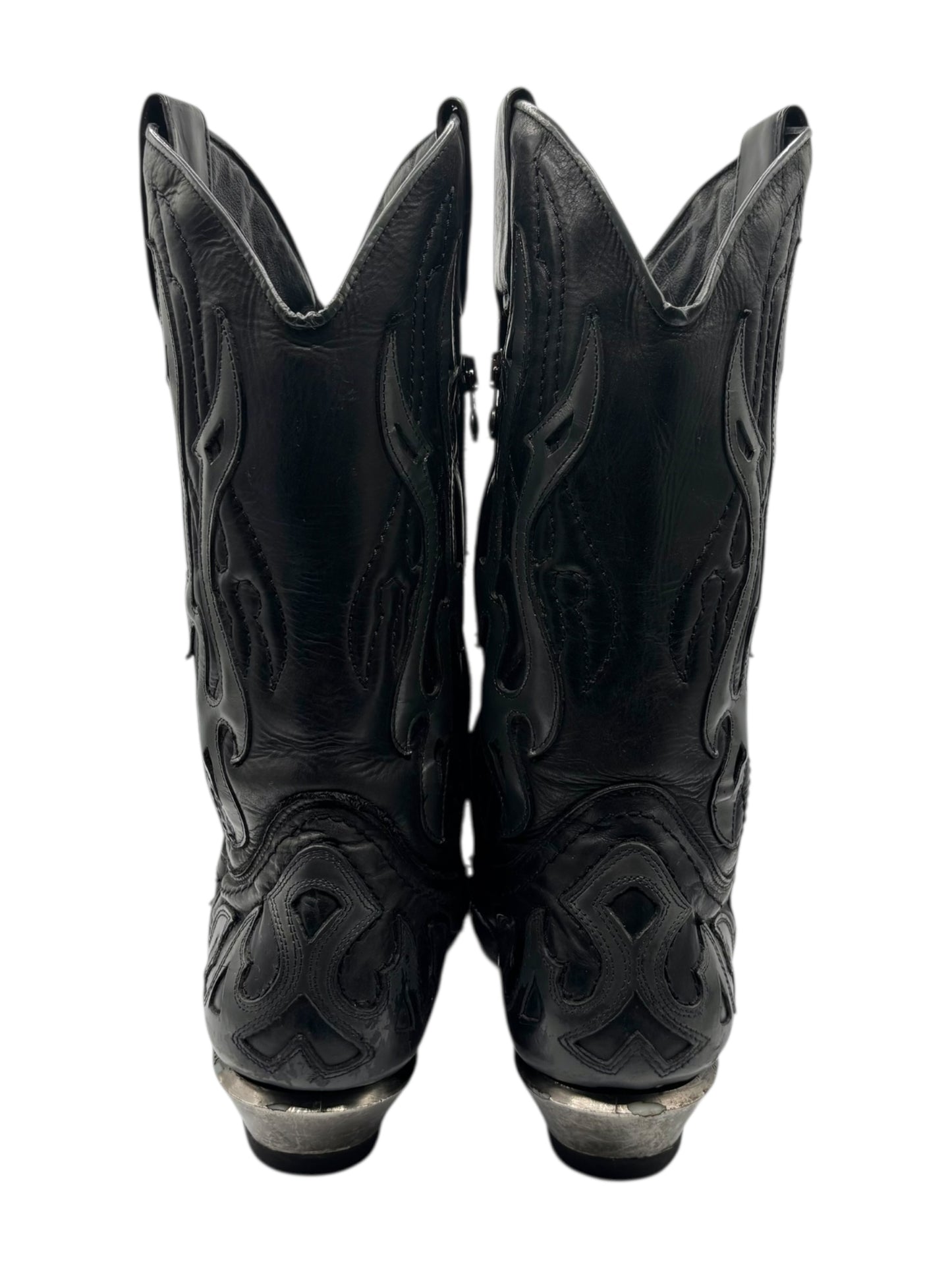 Beautiful vintage New Rock grey flame leather cowboy boots size 42