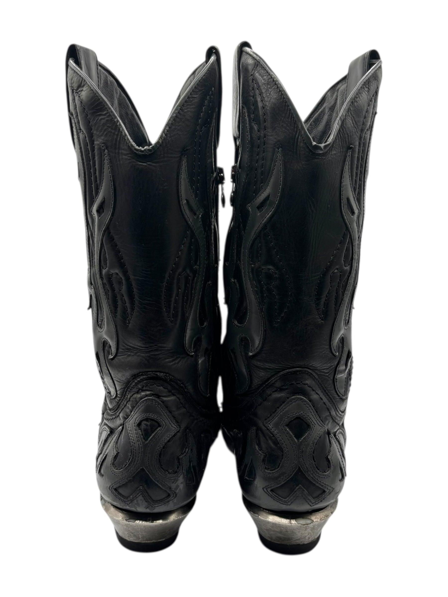 Beautiful vintage New Rock grey flame leather cowboy boots size 42