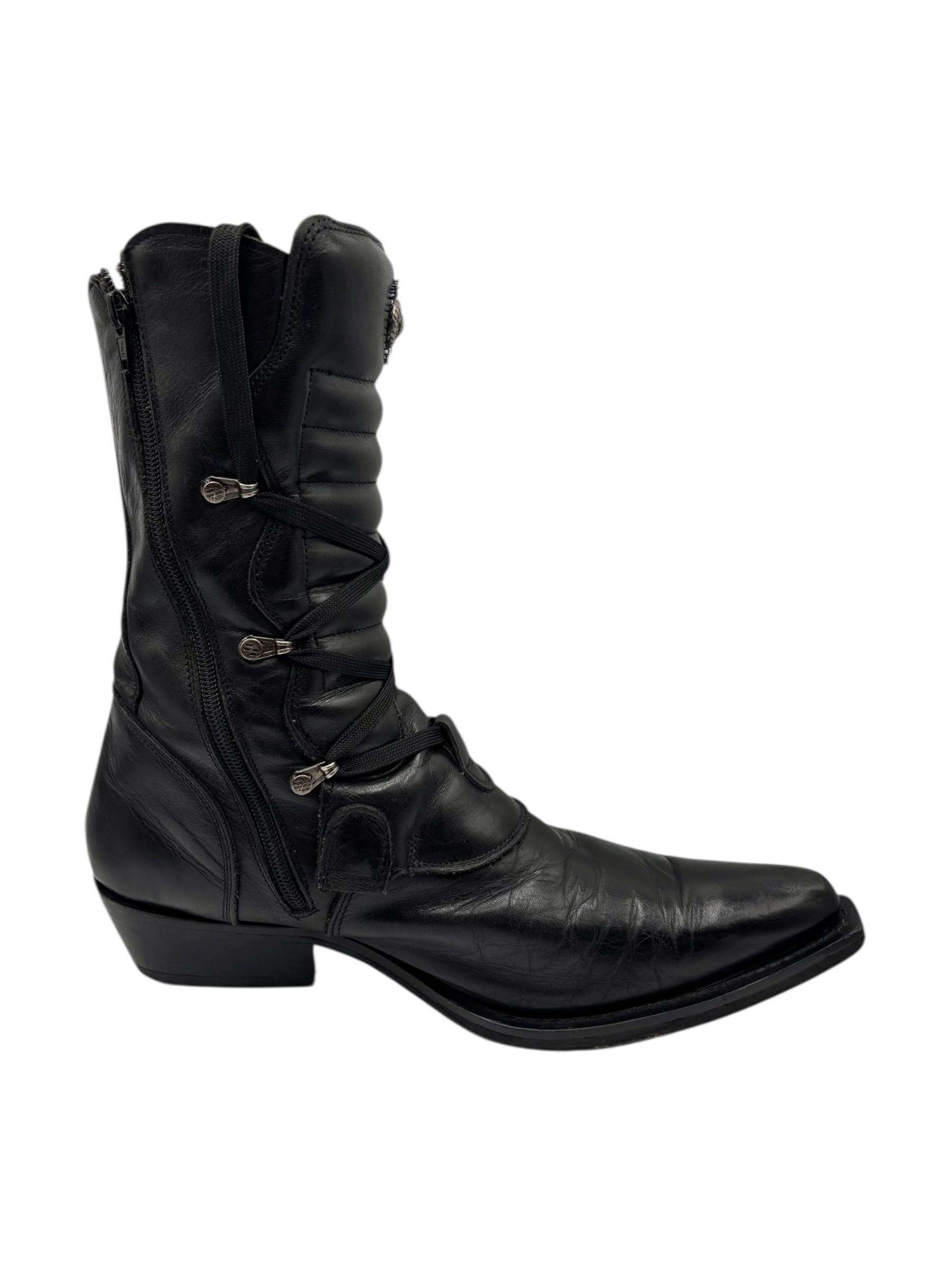 Beautiful vintage New Rock black leather cowboy boots size 44