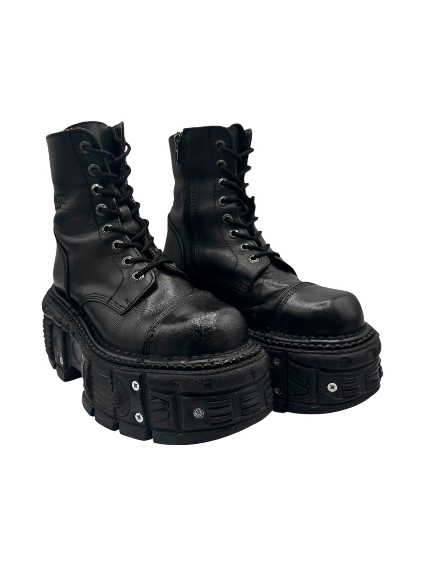 Vintage New Rock techno leather platform boots size 37