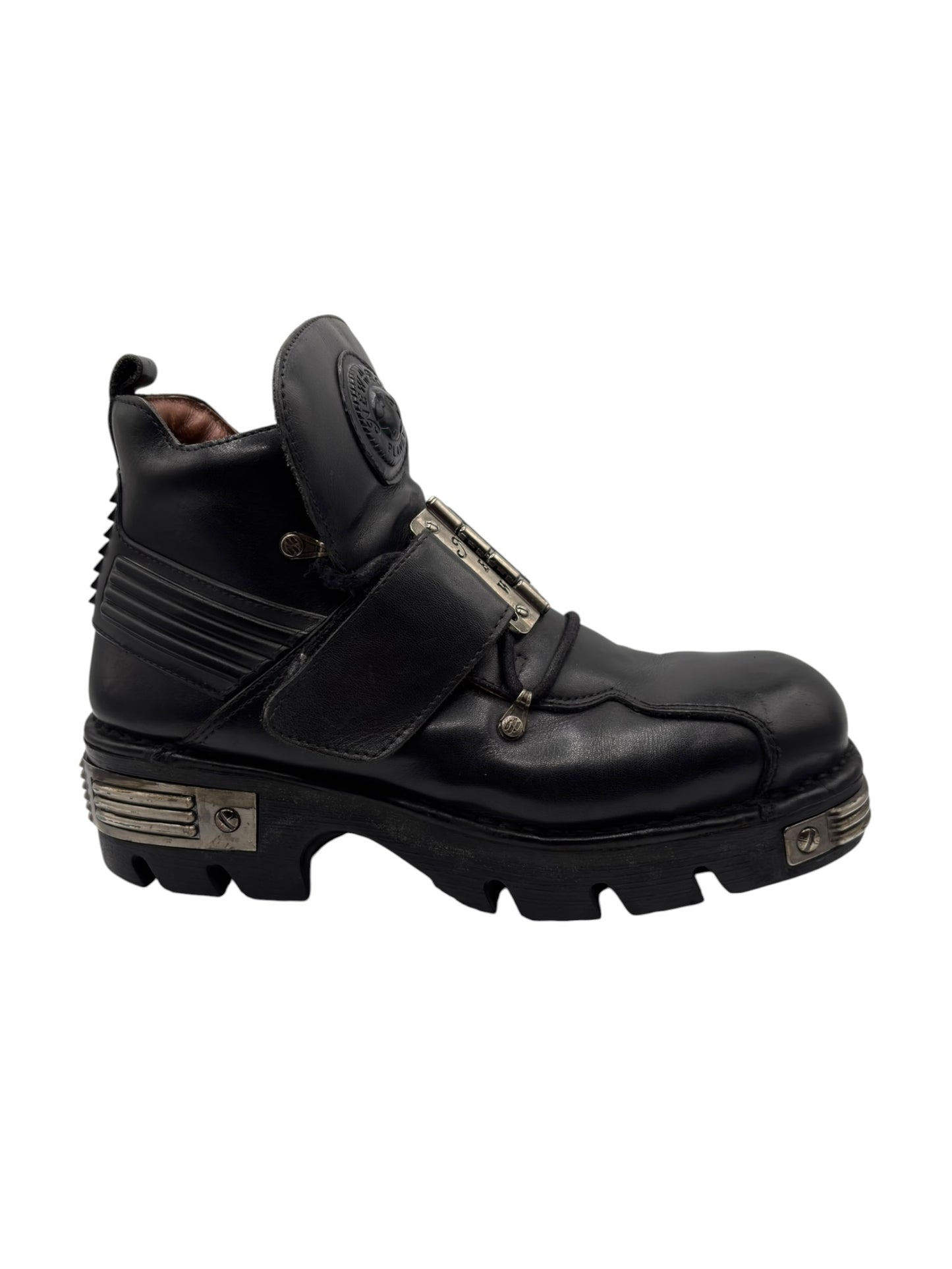Vintage New Rock metal plate leather platform boots