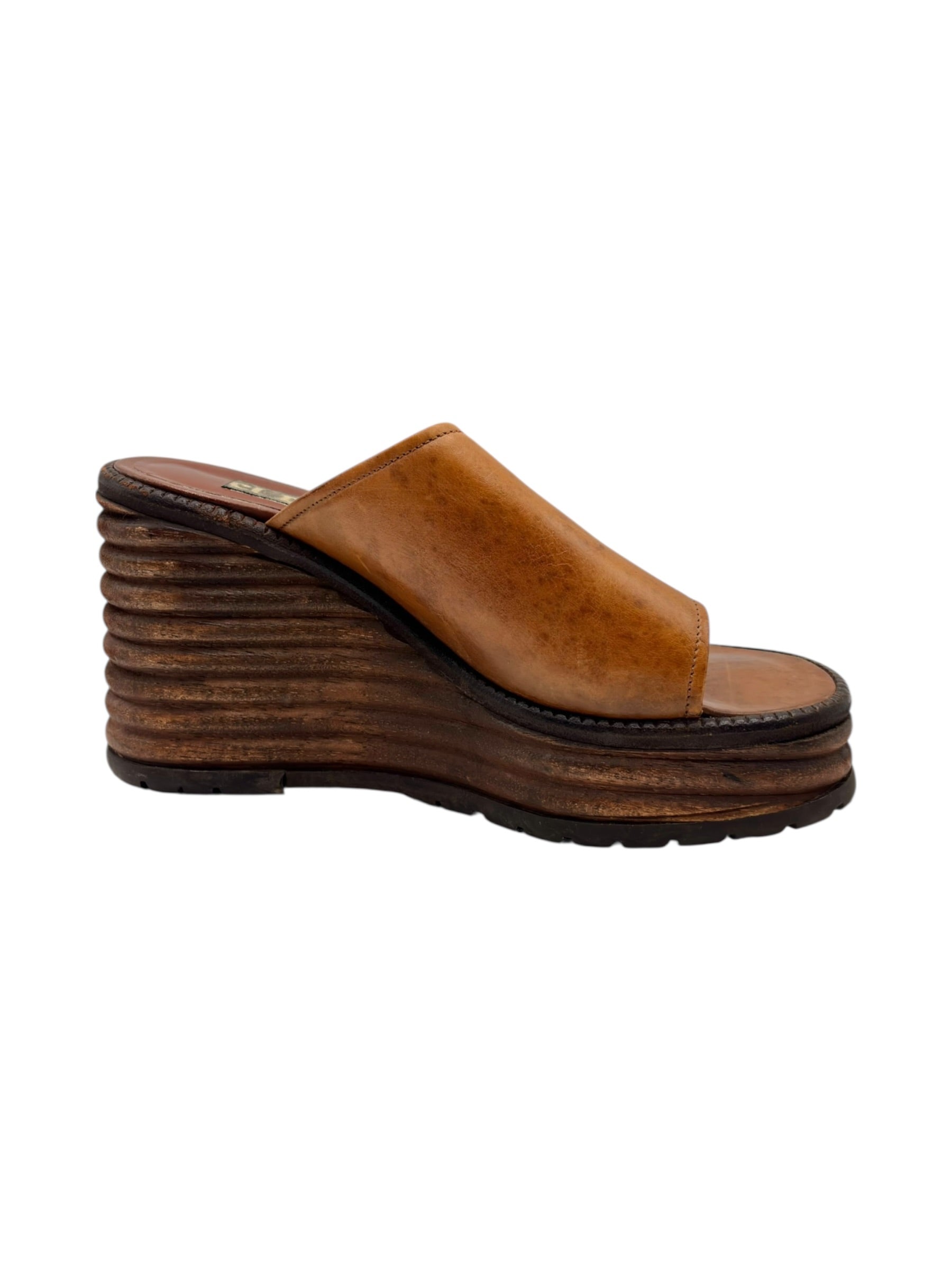 Vintage El Dantes brown block platform sandals size 36