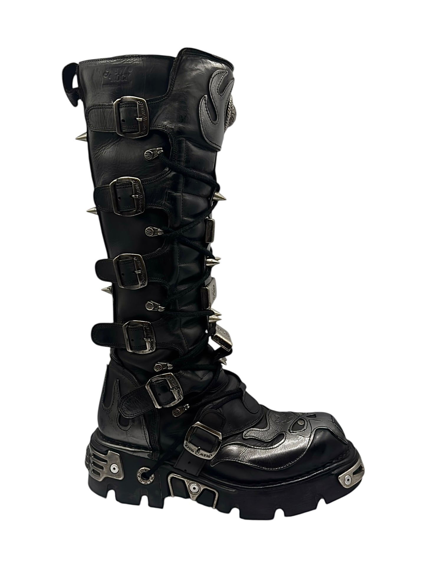 Vintage New Rock knee high reactor leather boots size 42