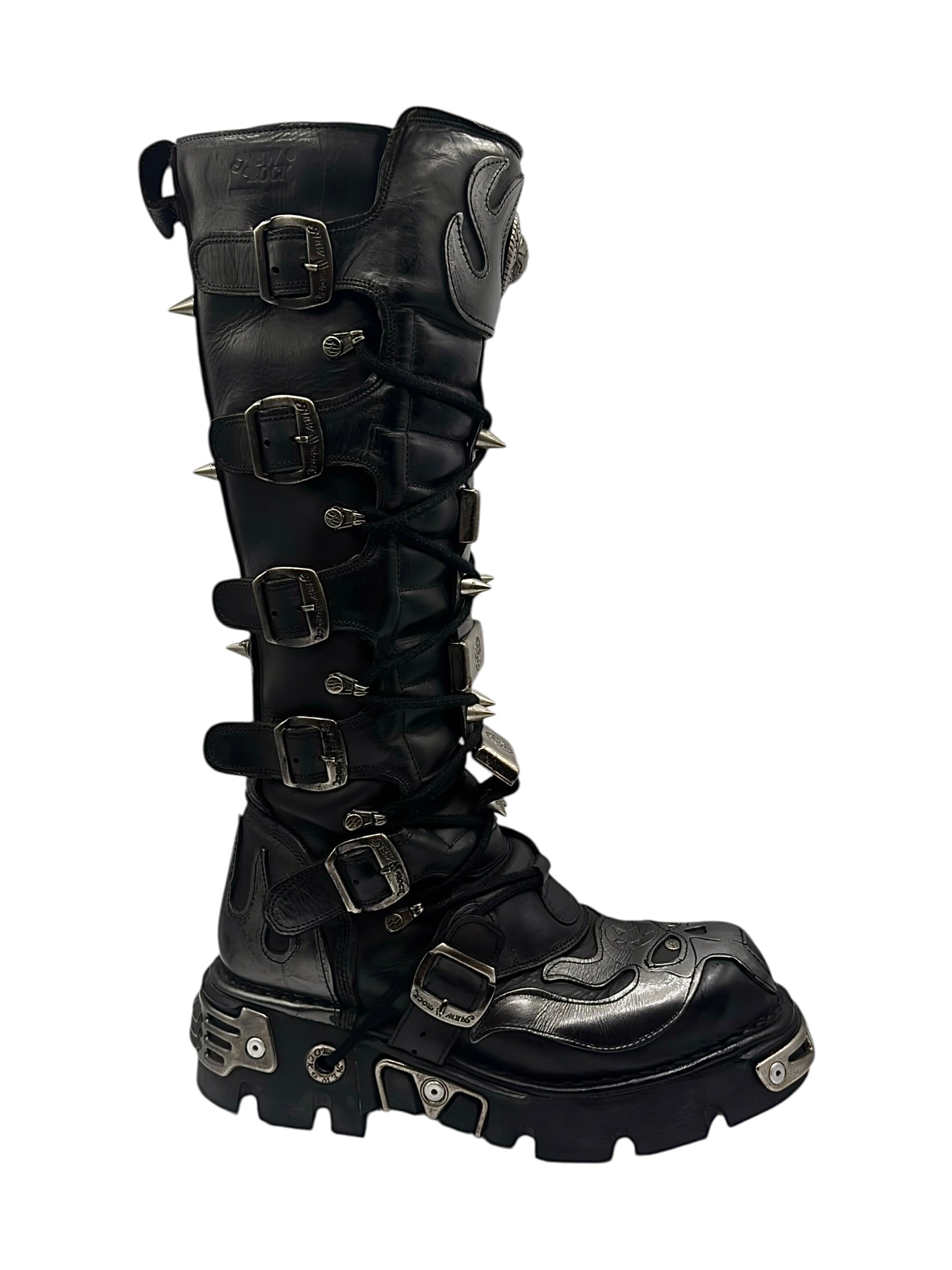 Vintage New Rock knee high reactor leather boots size 42