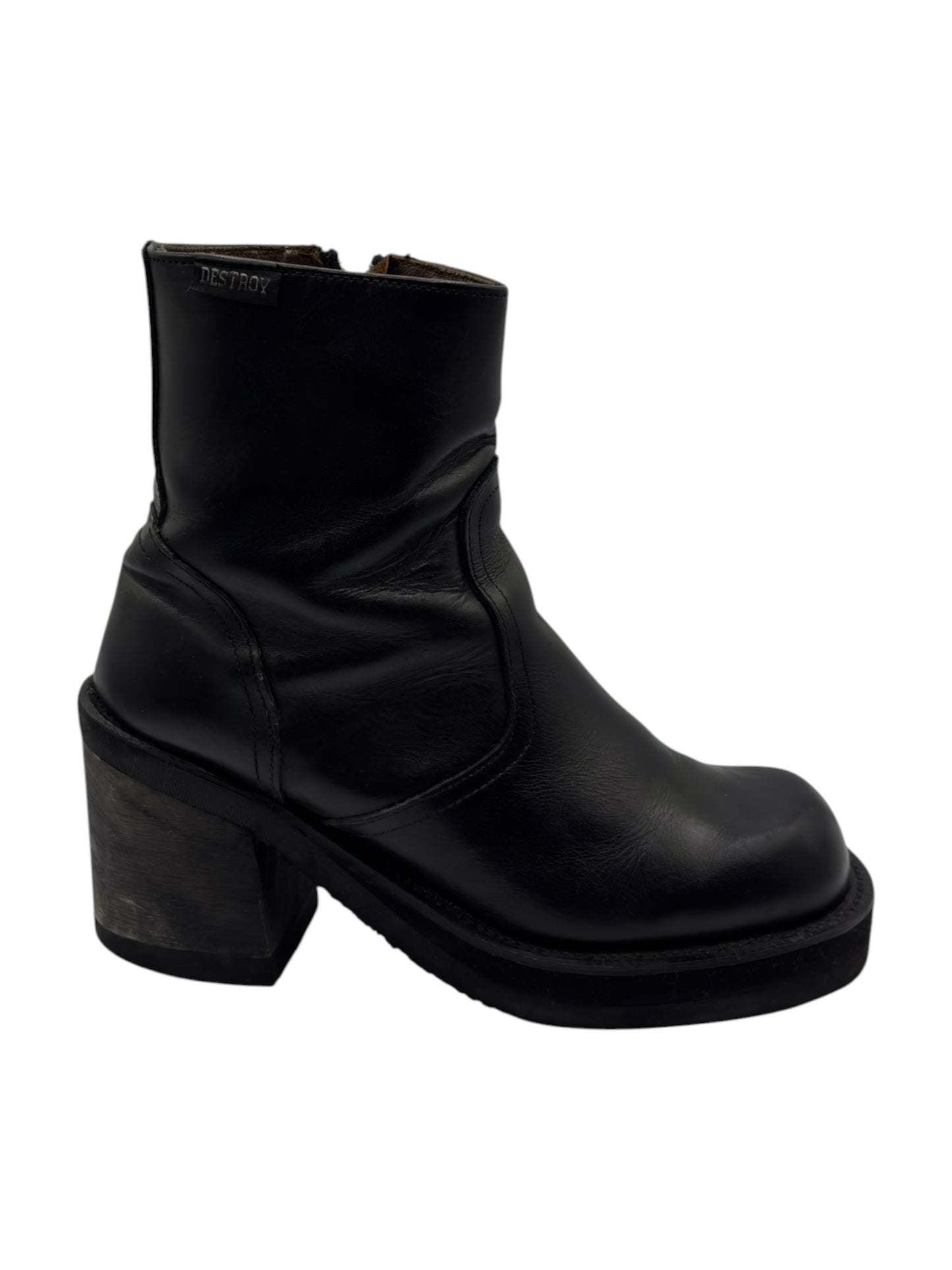 Vintage Destroy black block platform leather boots
