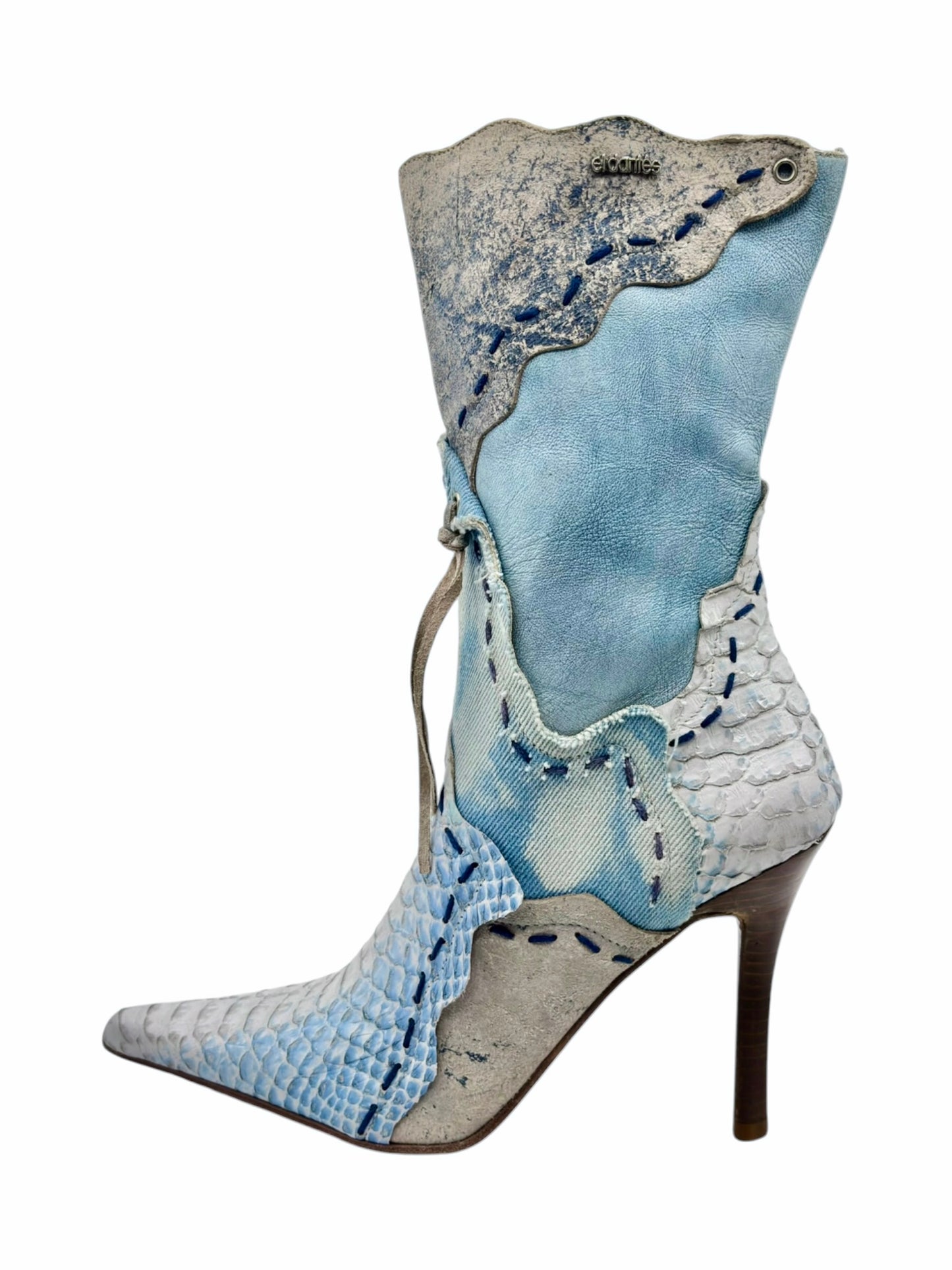 Beautiful vintage El Dantes light blue snake leather heels