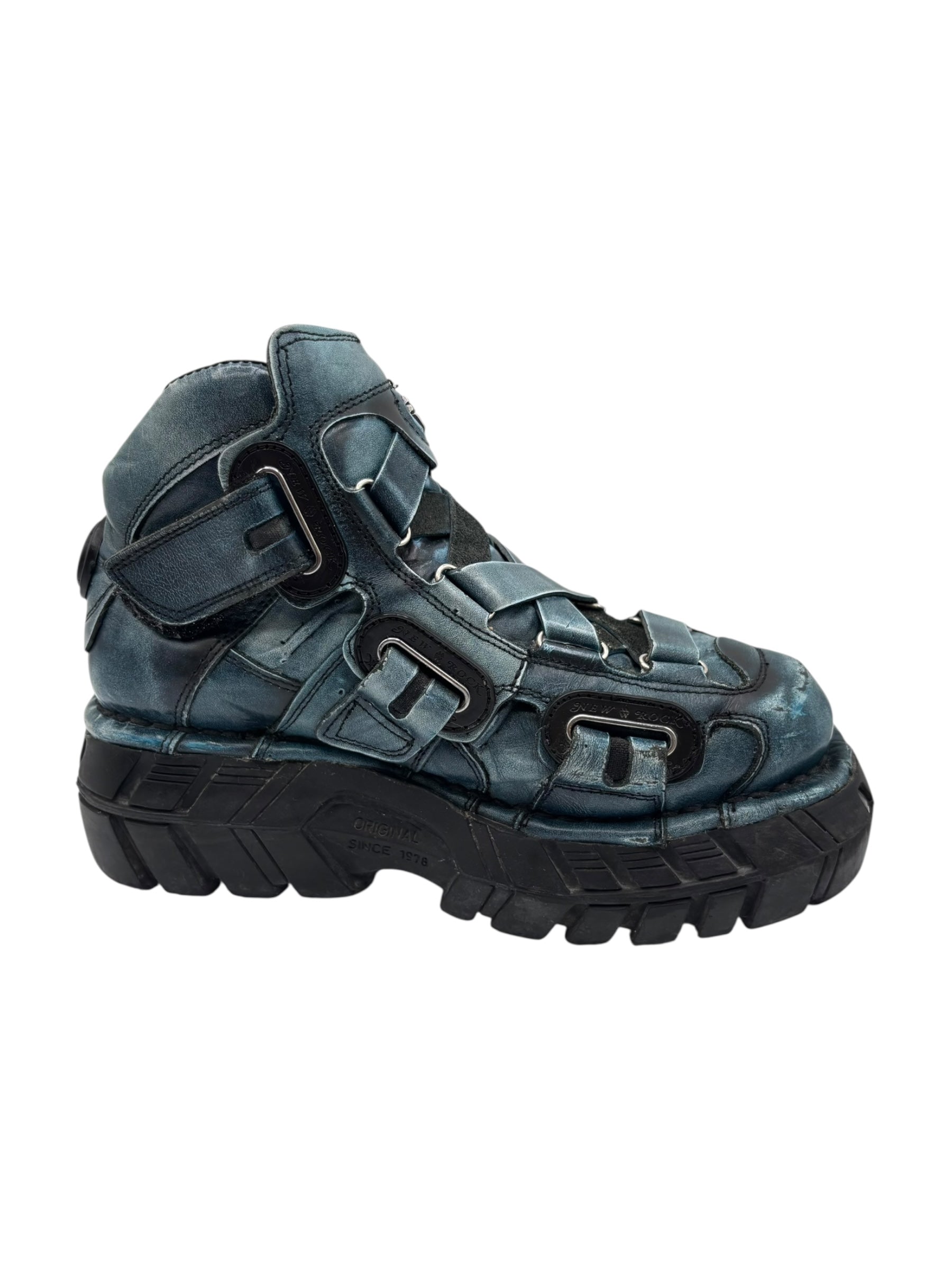 Vintage New Rock blue techno platform boots size 37