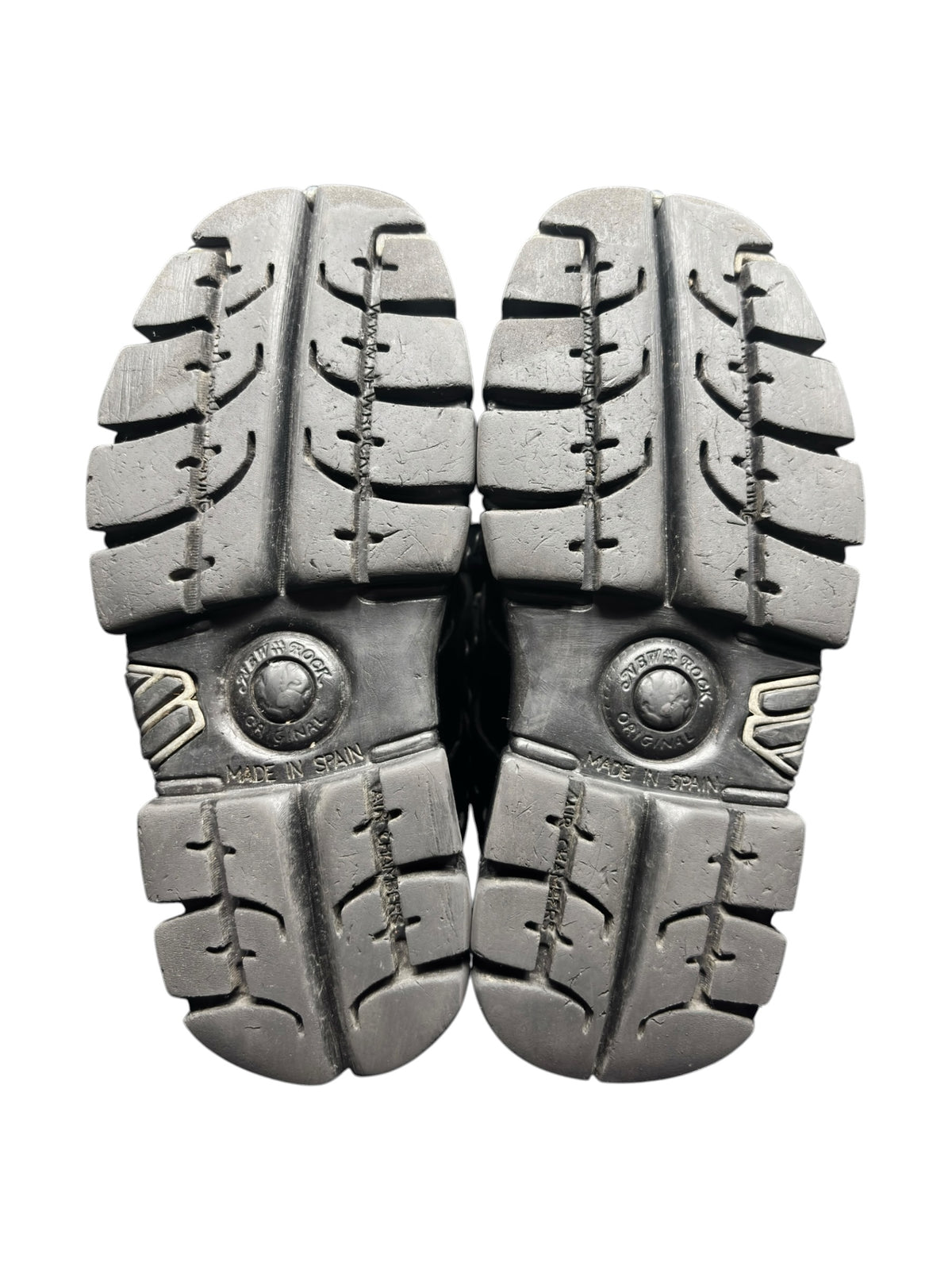 Pair of New Rock platform boot soles, showing chunky lug tread