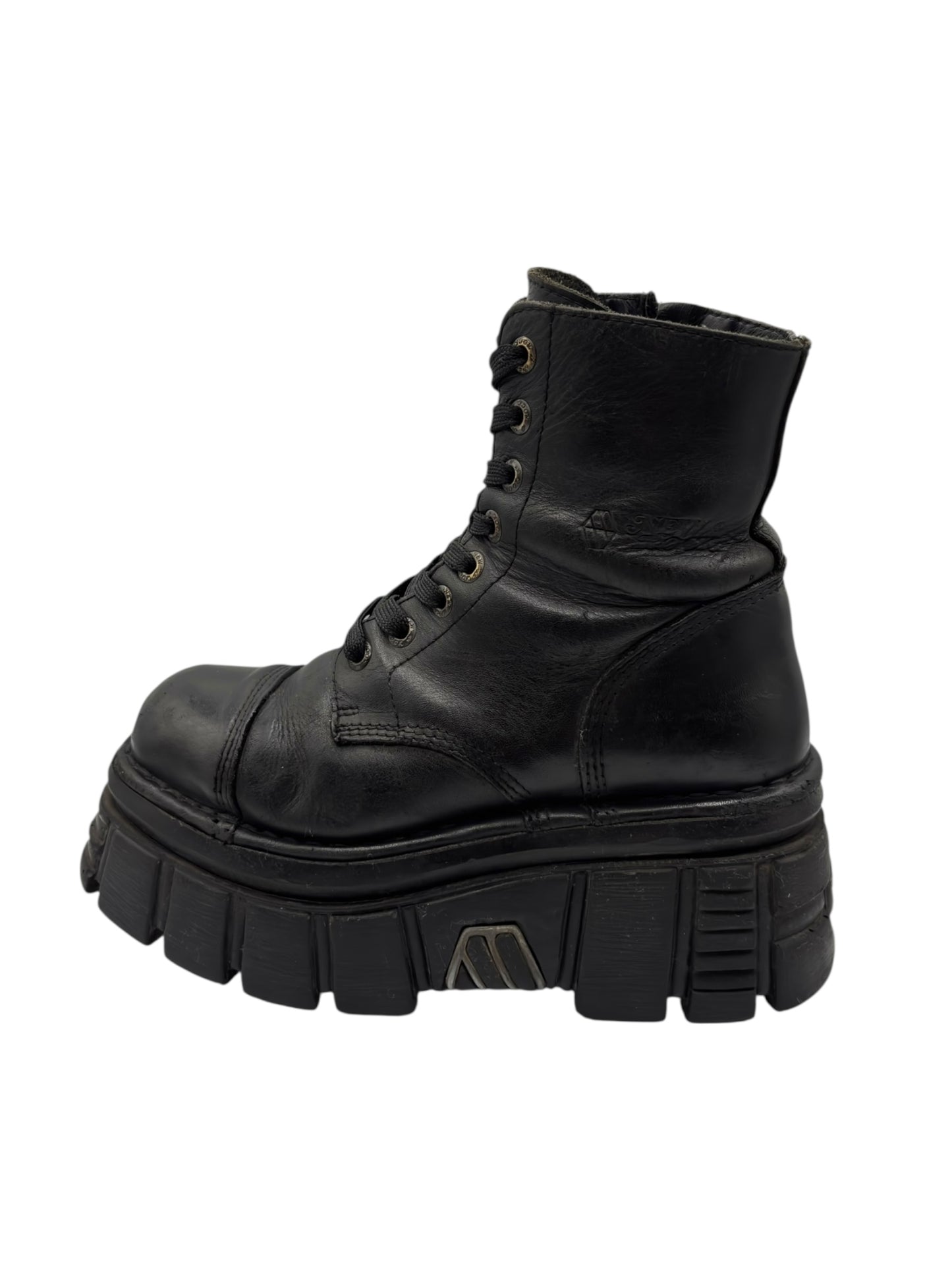 New Rock mili lace-up leather platform boots size 37
