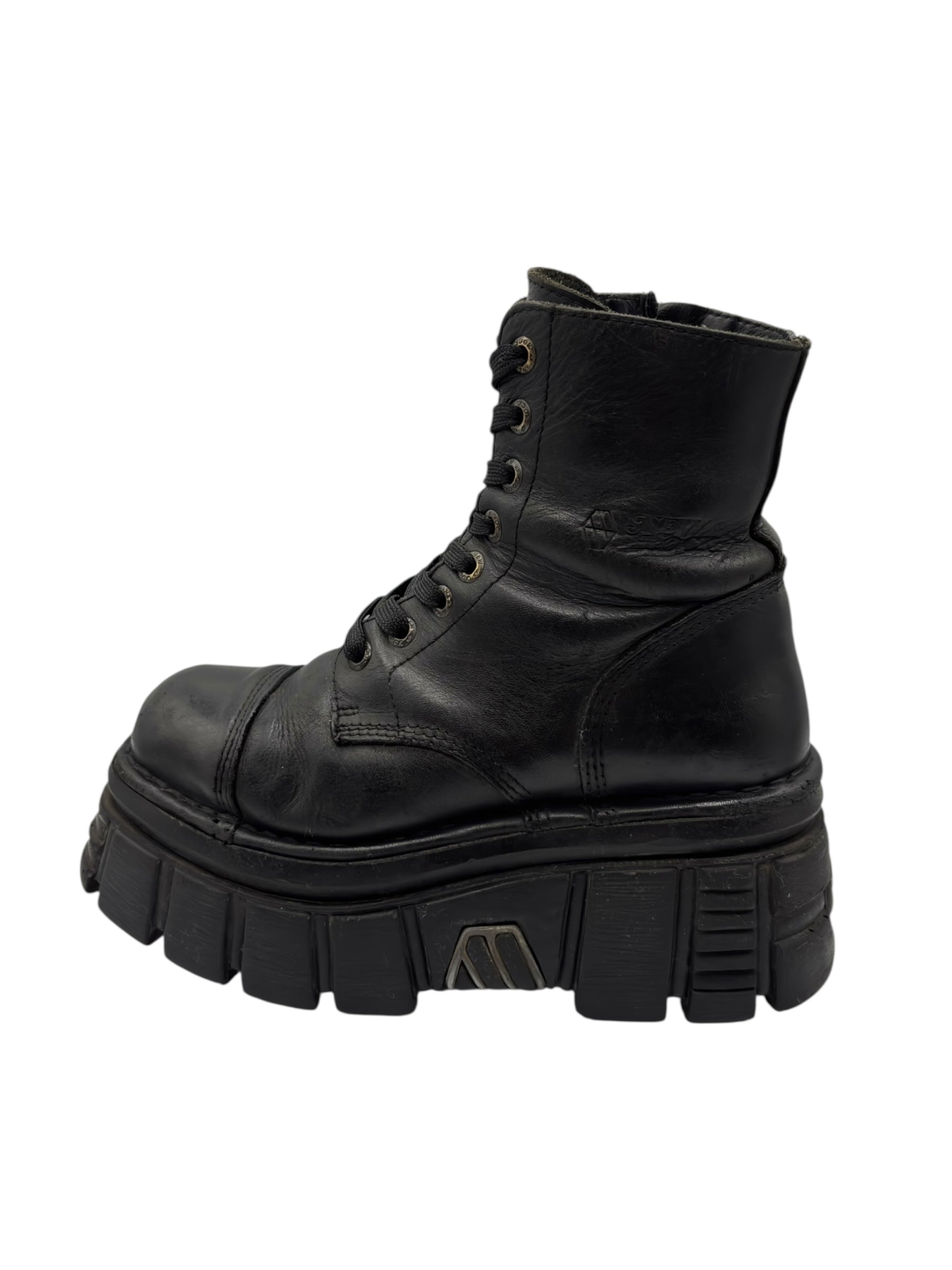 New Rock mili lace-up leather platform boots size 37