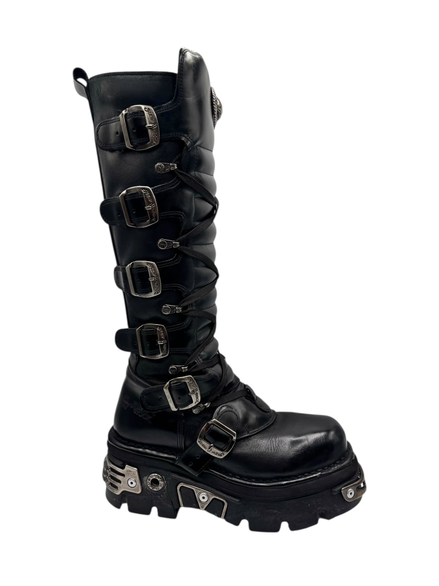 Vintage New Rock knee high reactor leather boots size 39