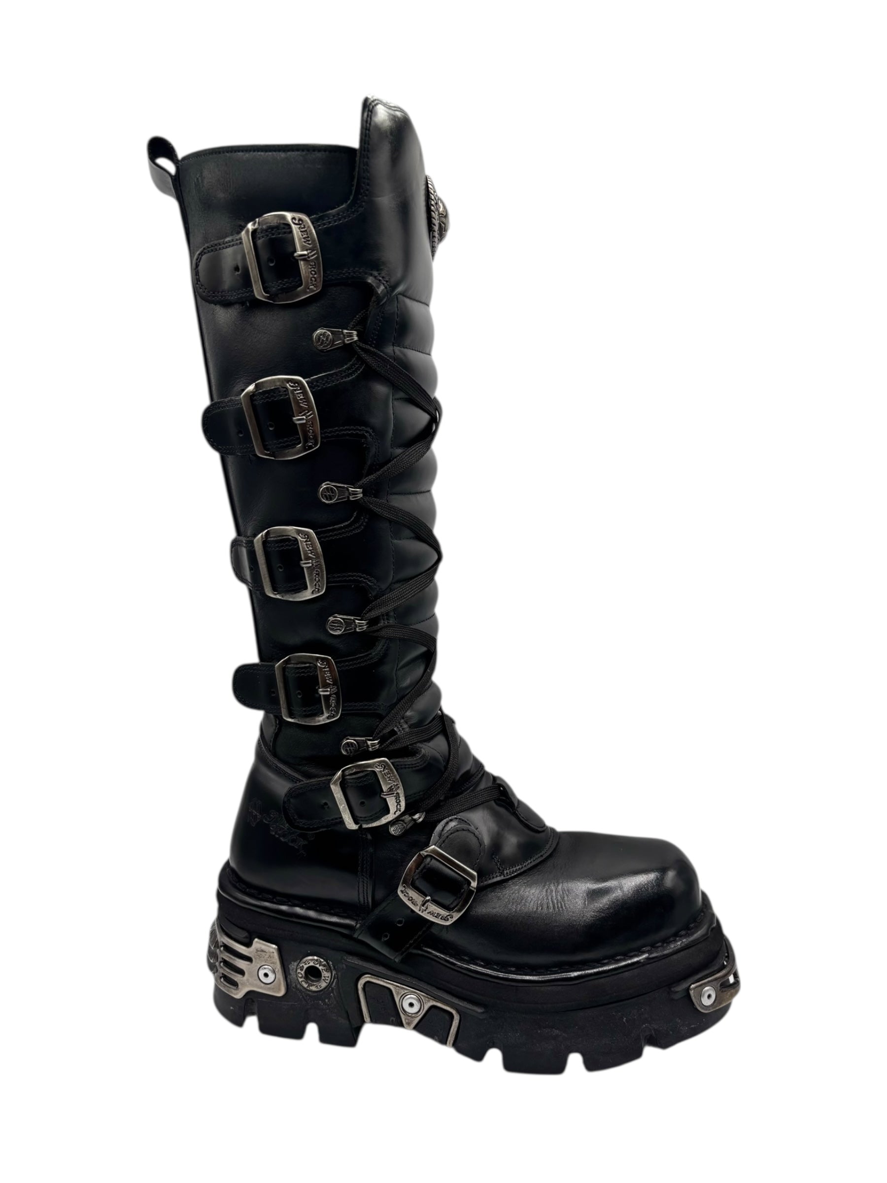 Vintage New Rock knee high reactor leather boots size 39