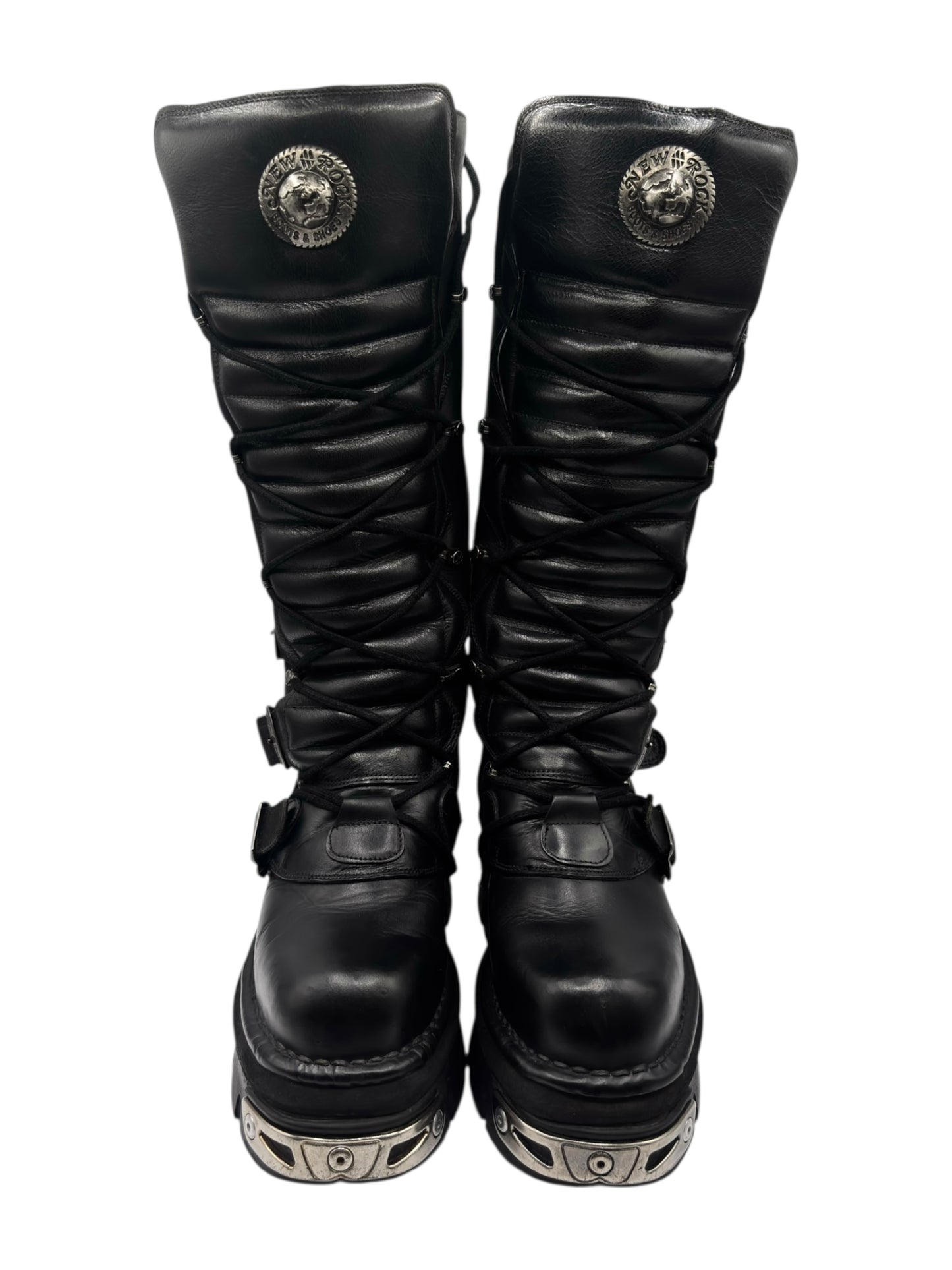 Vintage New Rock knee high reactor leather boots size 38
