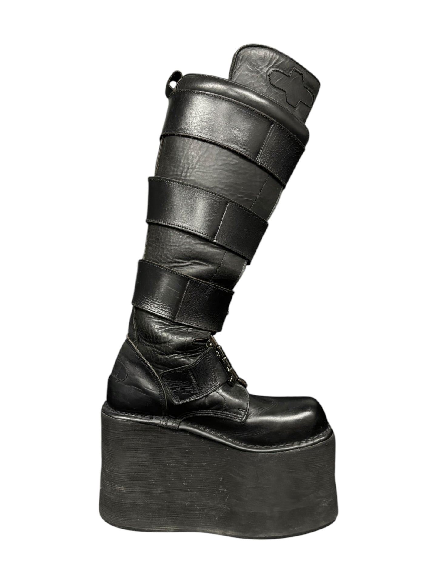 Vintage 90s New Rock knee-high neptuno platform boots size 40