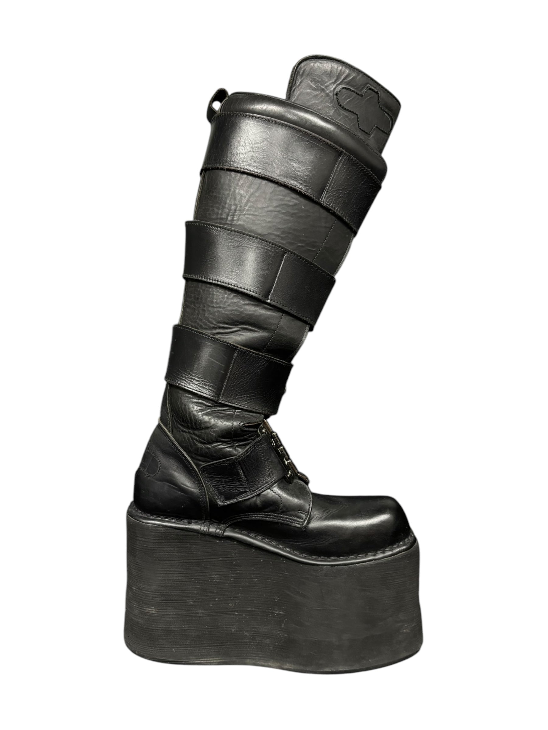Vintage 90s New Rock knee-high neptuno platform boots size 40