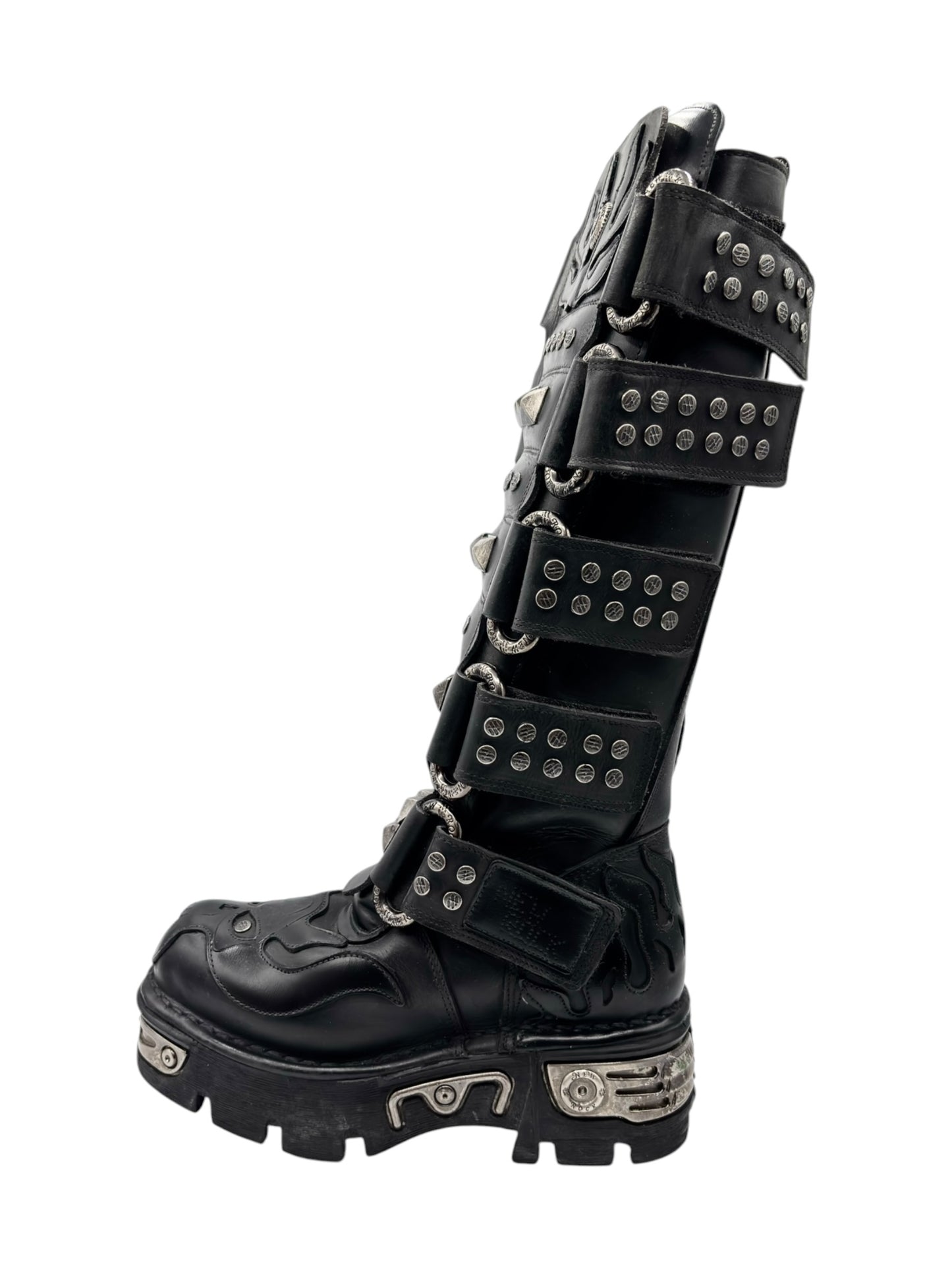 Vintage New Rock knee high studded demon leather boots