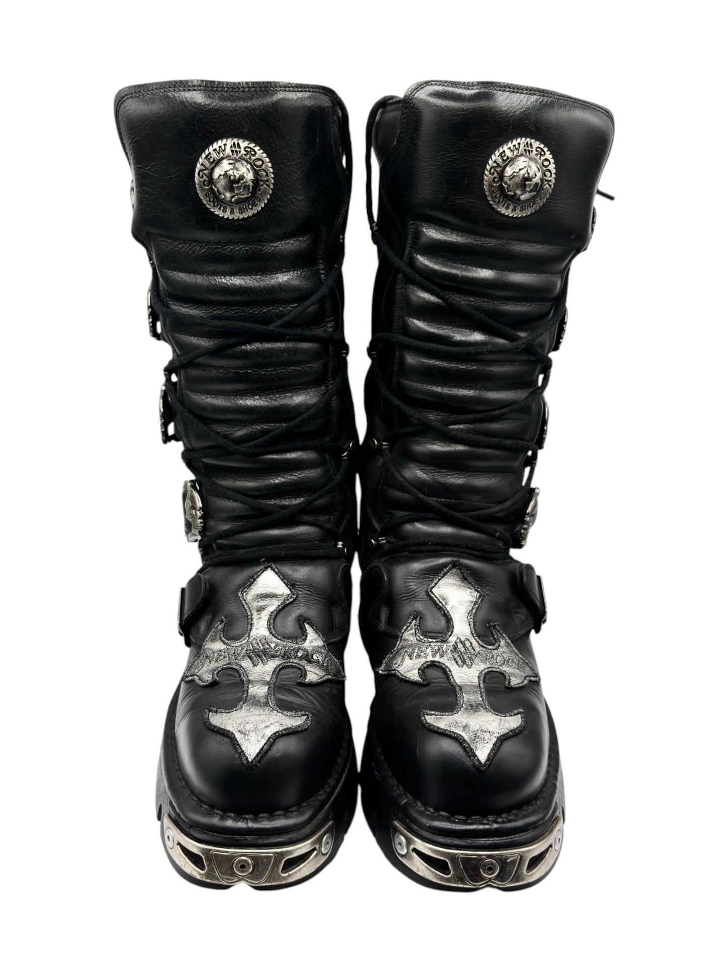 Vintage New Rock knee high cross reactor leather boots