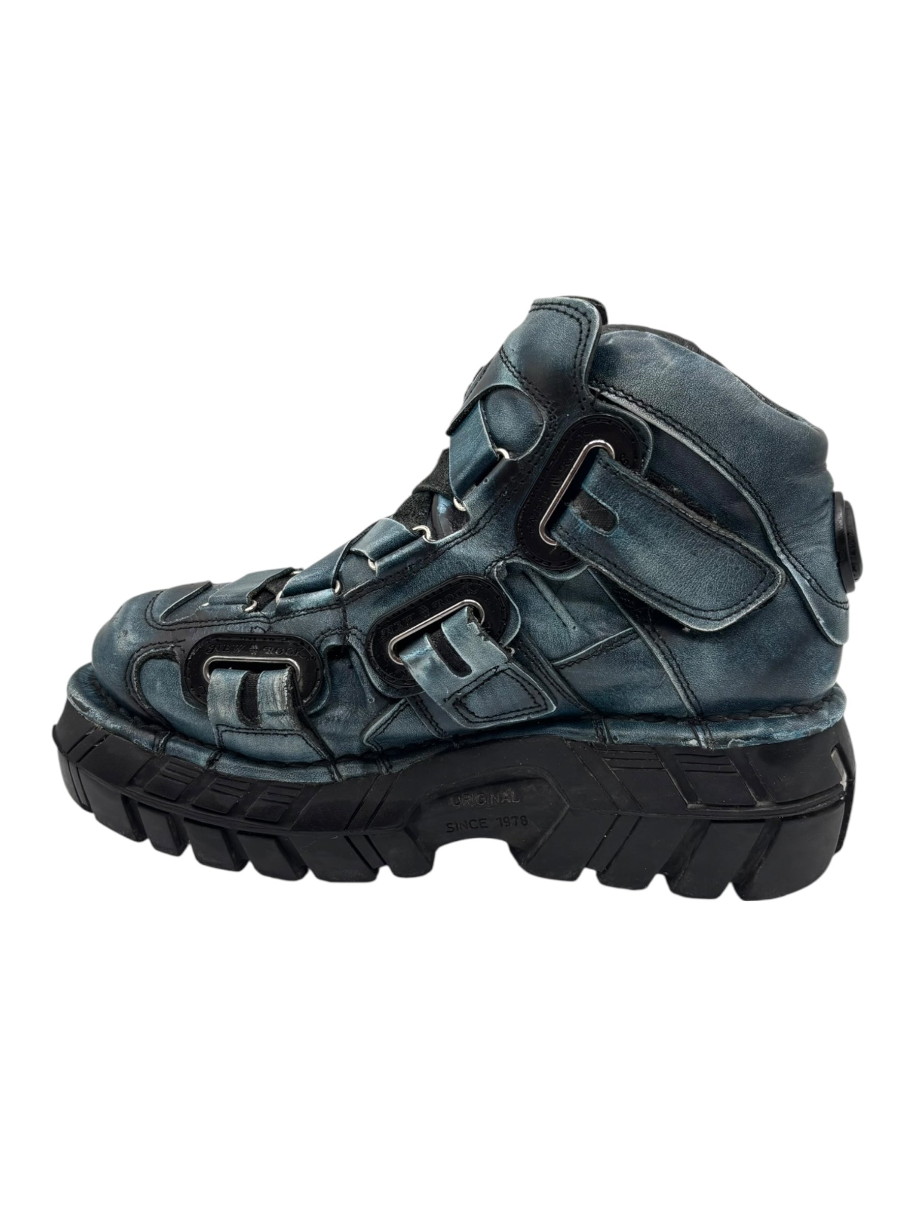 Vintage New Rock blue techno platform boots size 37