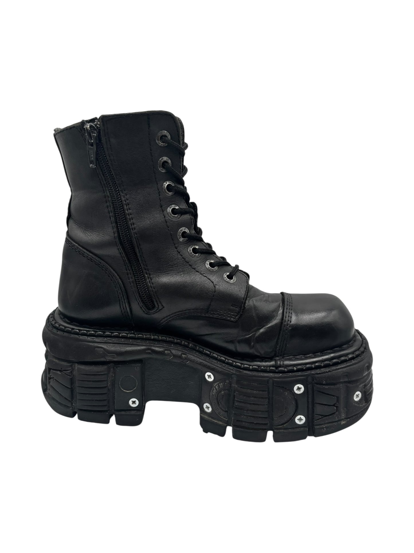 Vintage New Rock techno leather platform boots size 37