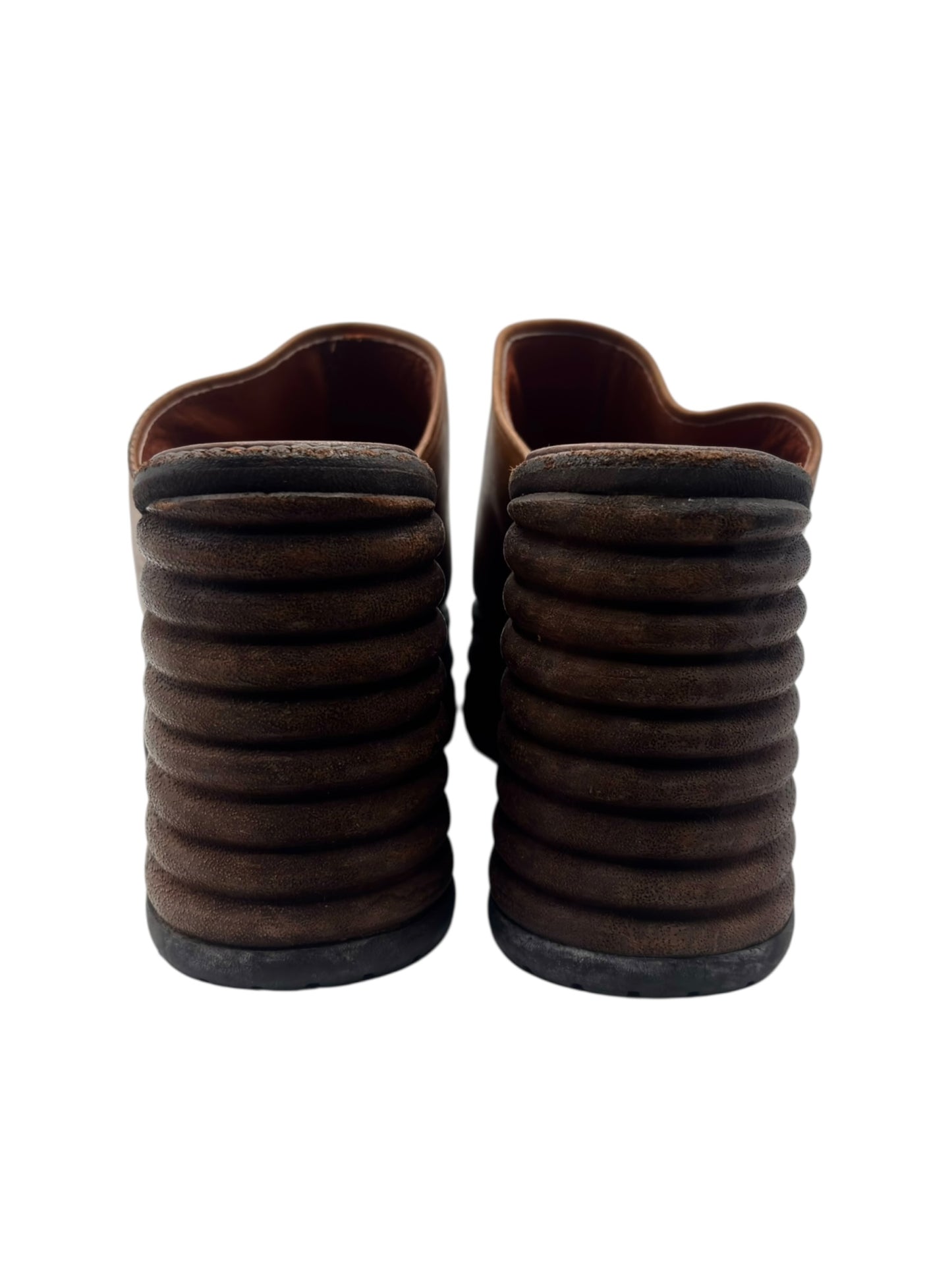 Vintage El Dantes brown block platform sandals size 36