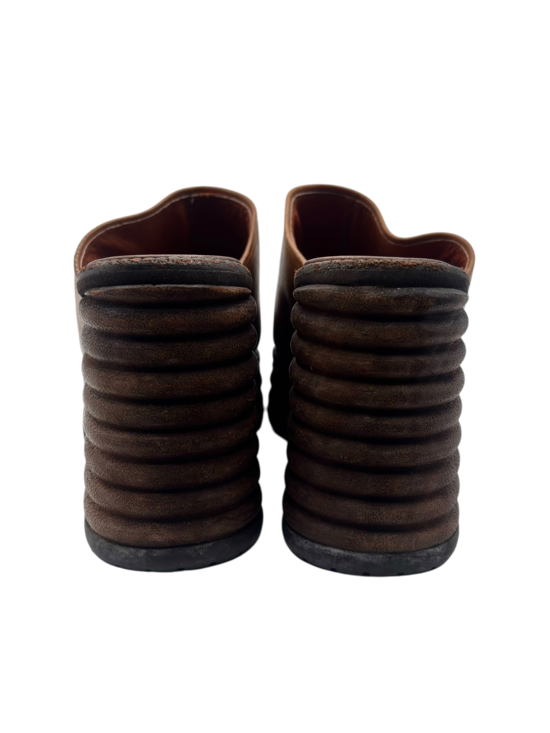 Vintage El Dantes brown block platform sandals size 36