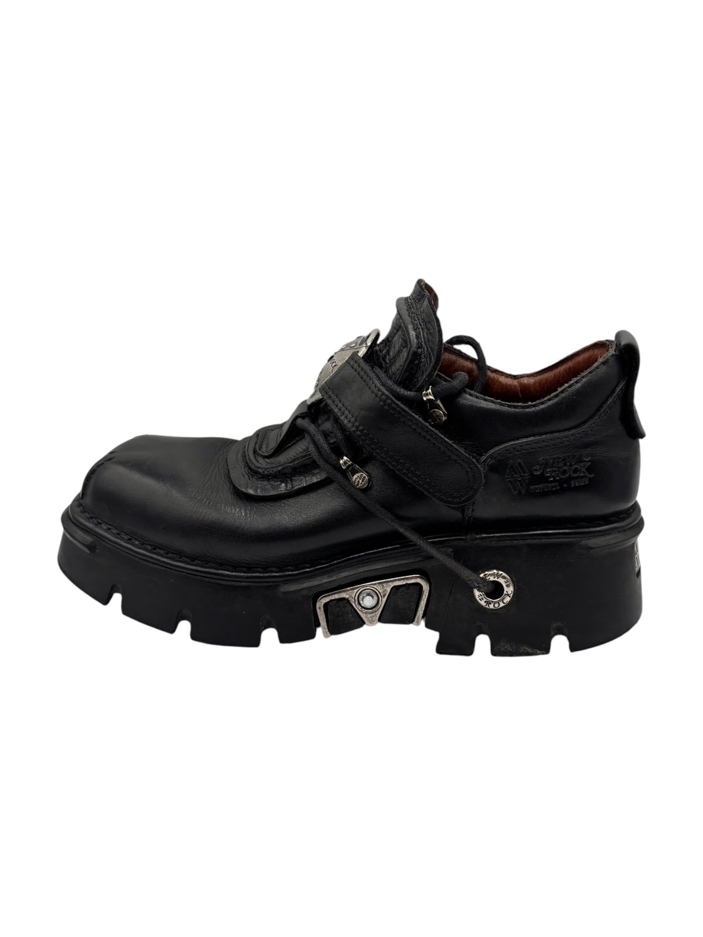 Vintage New Rock atom black leather platform boots