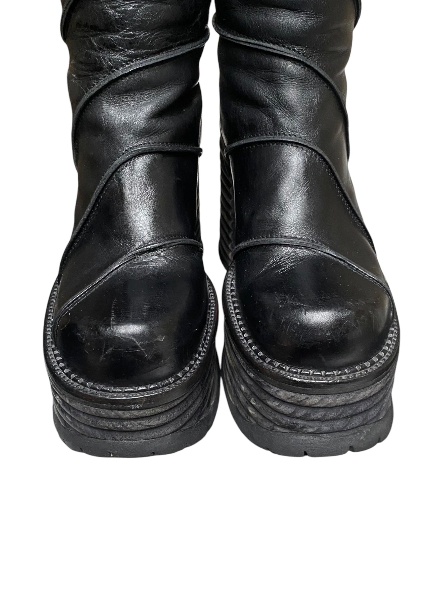 Vintage El Dantes block platform leather boots size 37