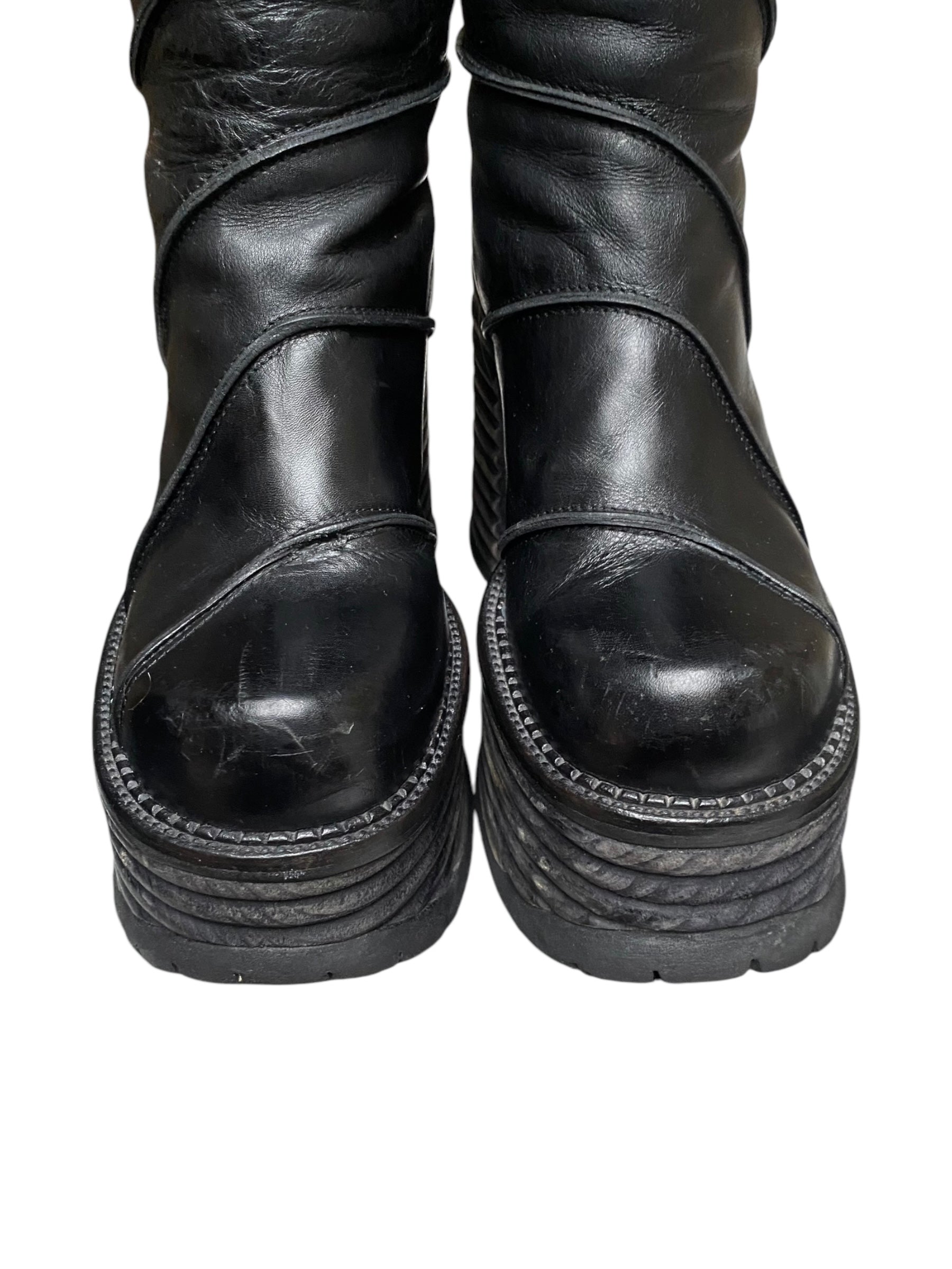 Vintage El Dantes block platform leather boots size 37