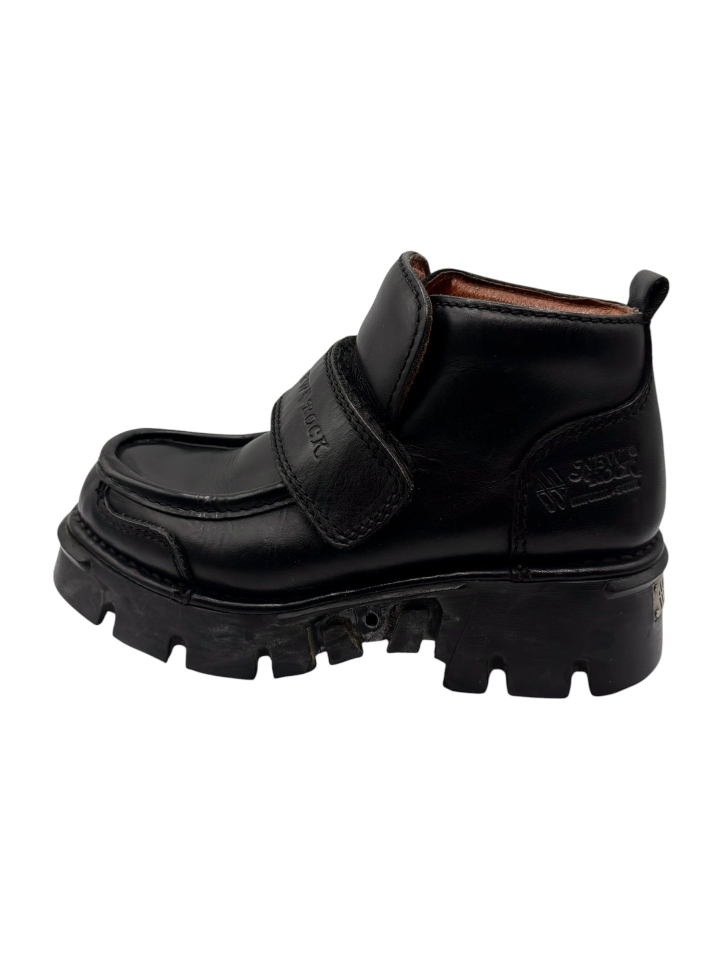 Vintage New Rock leather velcro strap platform boots
