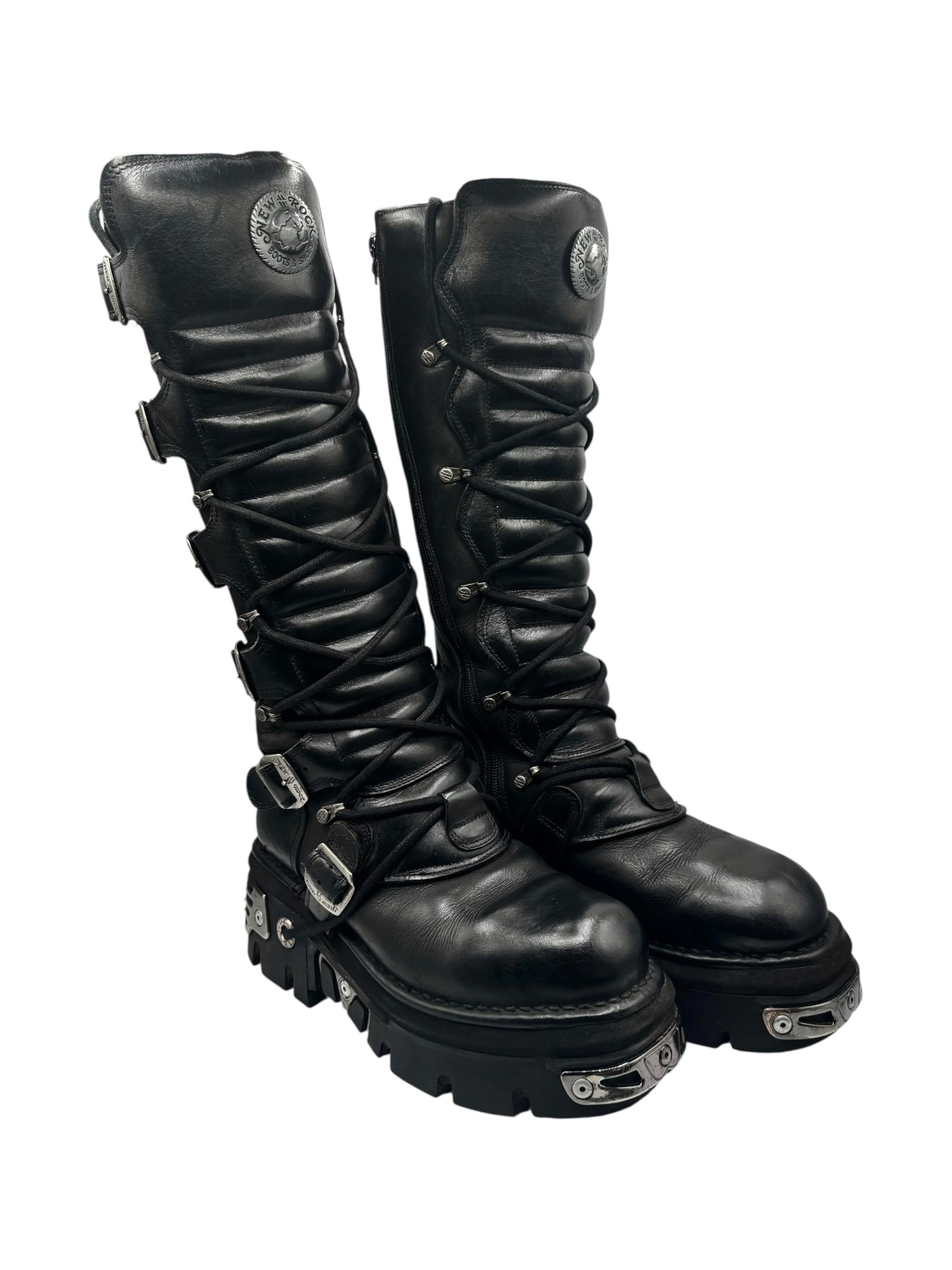 Vintage New Rock knee high reactor leather boots size 42