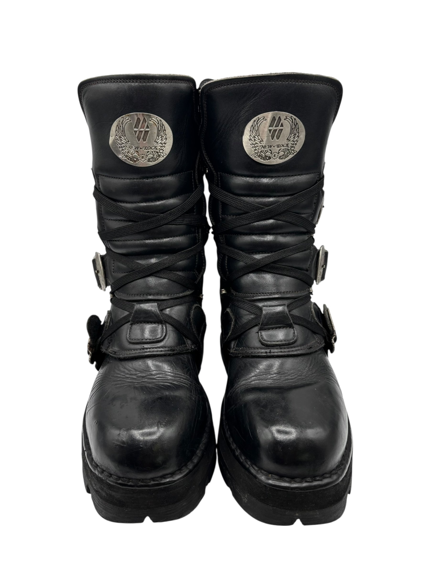 Vintage New Rock leather mid-calf boots from early 90s size 38