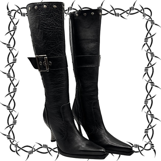 Vintage New Rock knee high leather heels