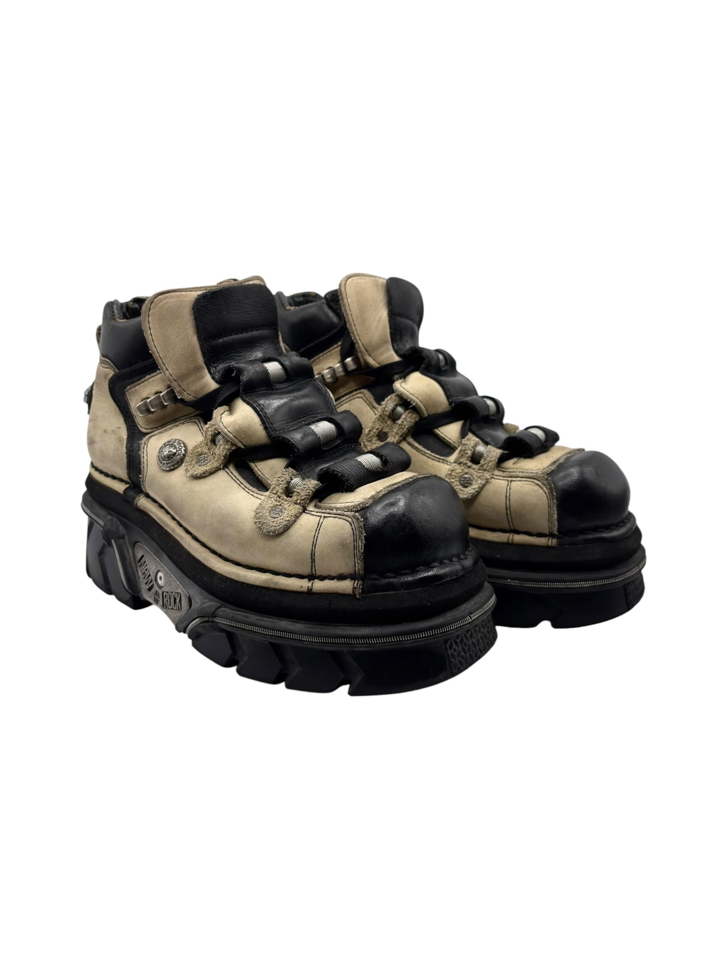Vintage New Rock beige platform boots