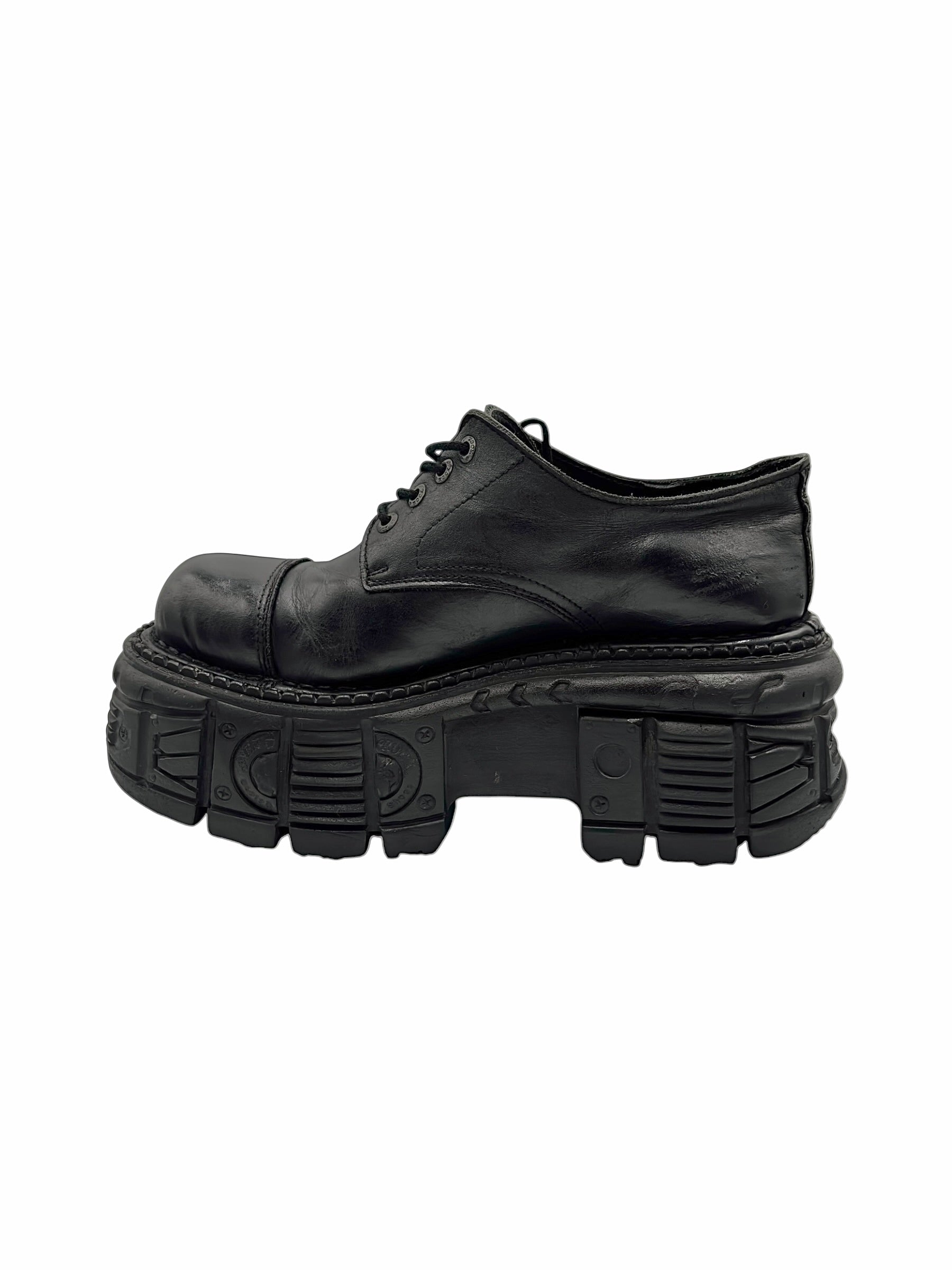 Vintage New Rock techno leather platform boots size 44
