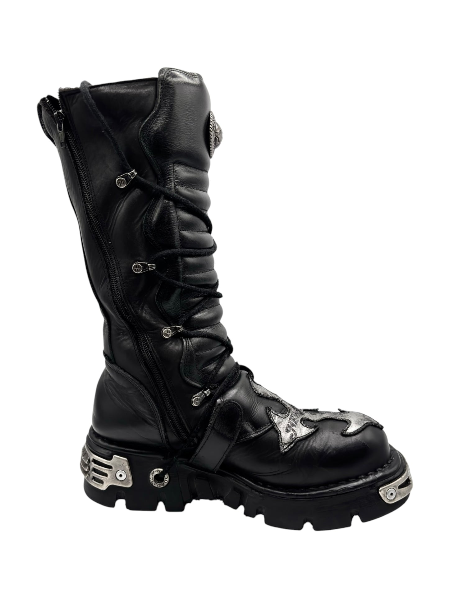 Vintage New Rock knee high cross reactor leather boots