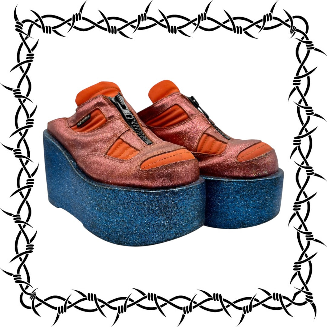 Vintage El Dantes orange platform clogs size 39