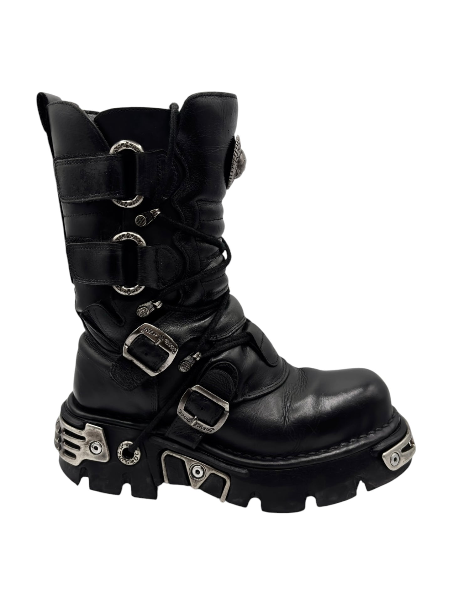 Vintage New Rock reactor mid-calf leather boots