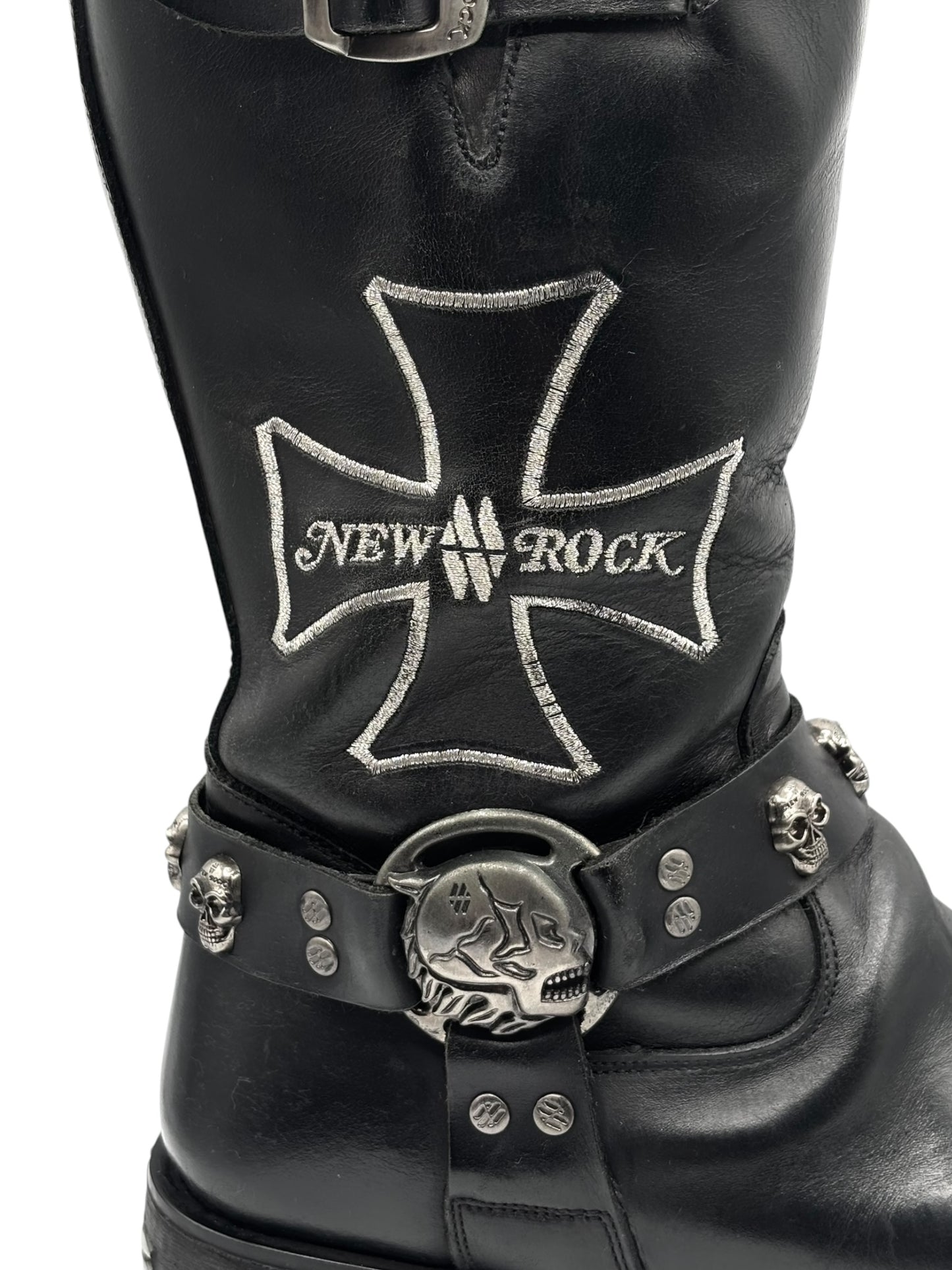 Vintage New Rock leather biker boots size 43