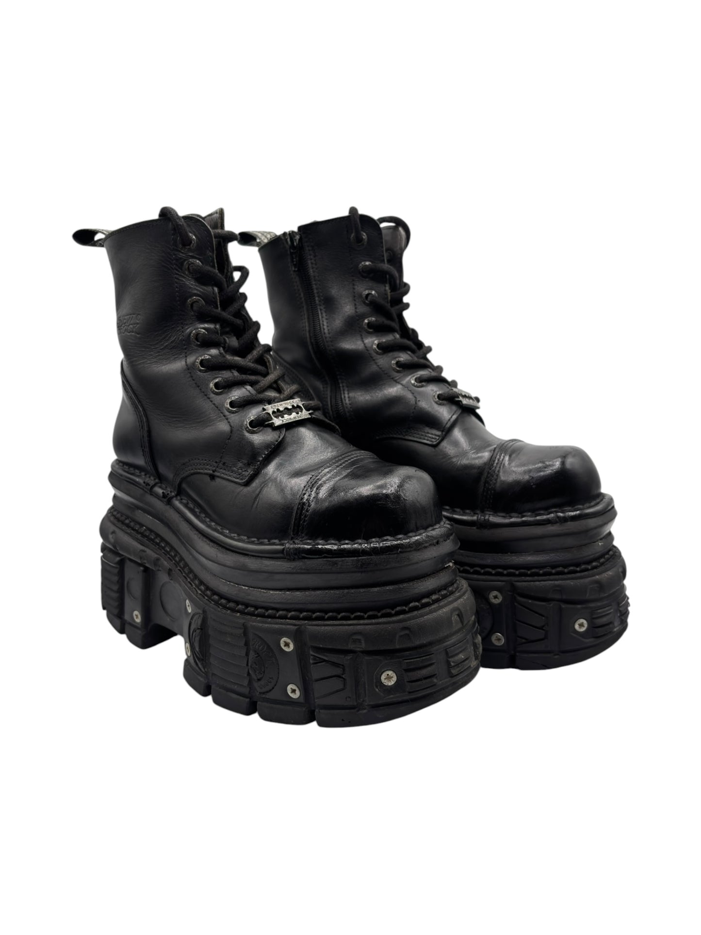 New Rock mega platform techno leather boots