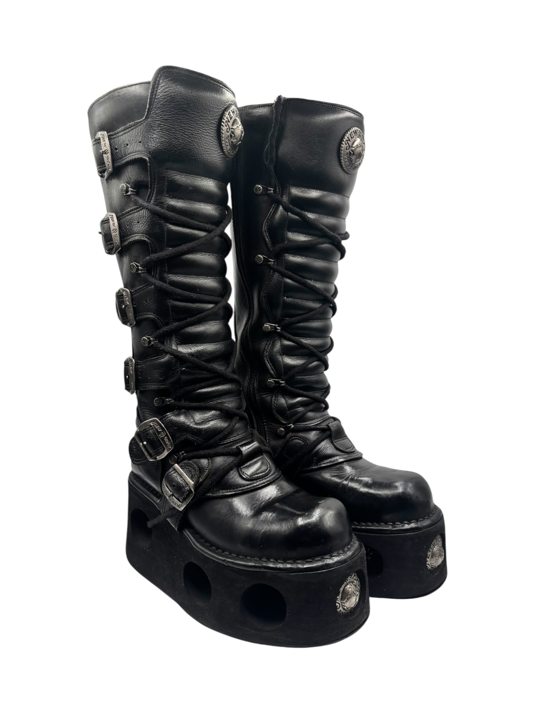 Vintage New Rock knee high neptuno platform boots size 38
