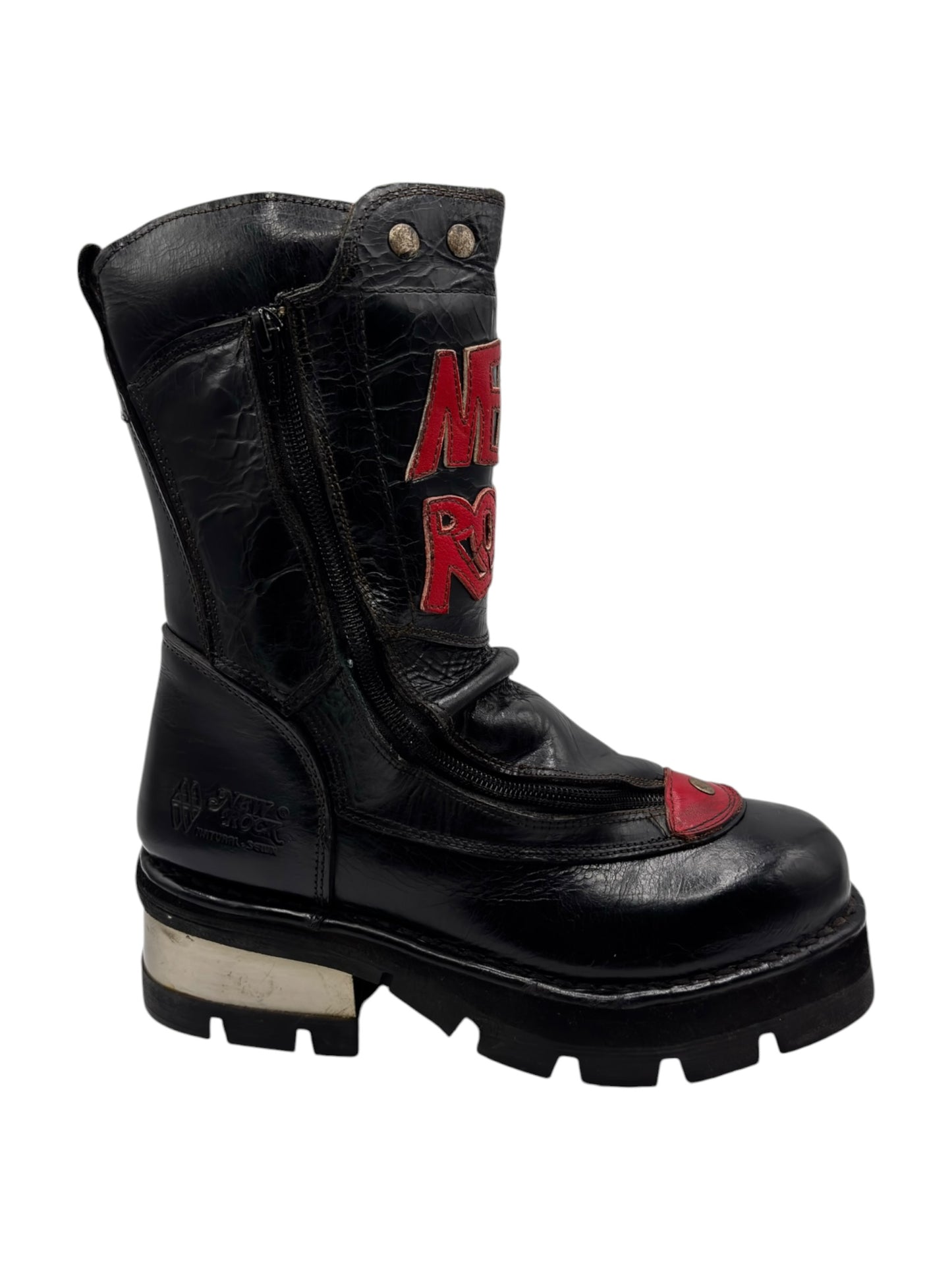 Vintage New Rock raised-heel mid-calf leather boots