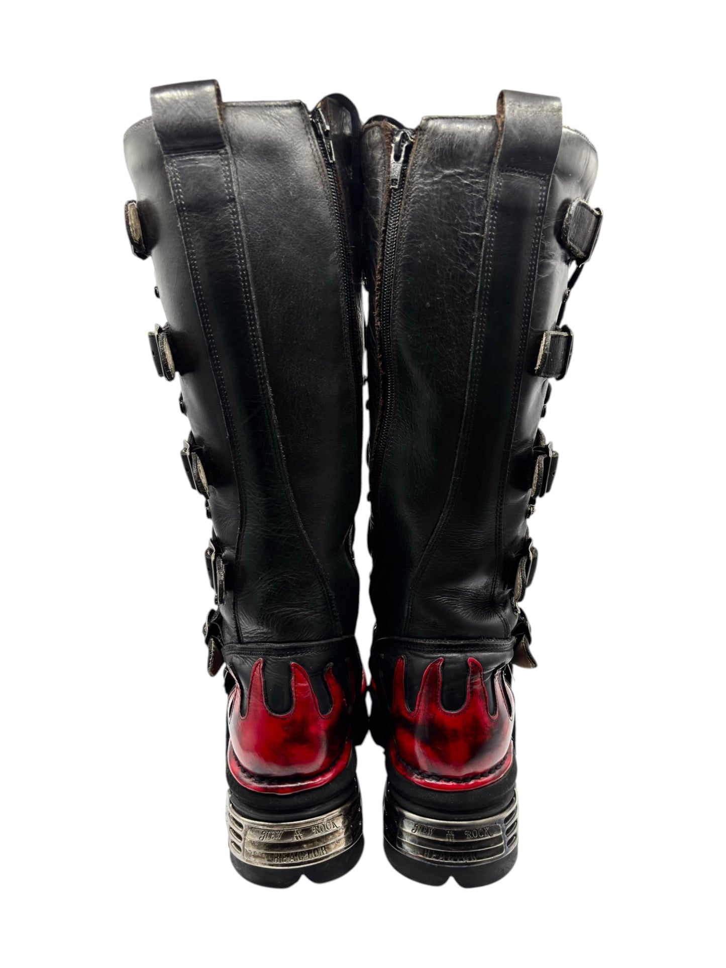 Vintage New Rock knee high ruby reactor leather boots