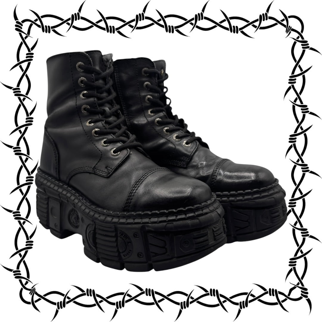 New Rock tank platform leather boots
