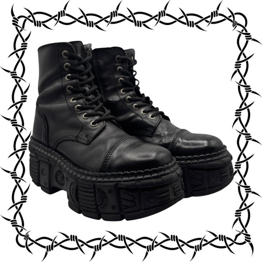 New Rock tank platform leather boots