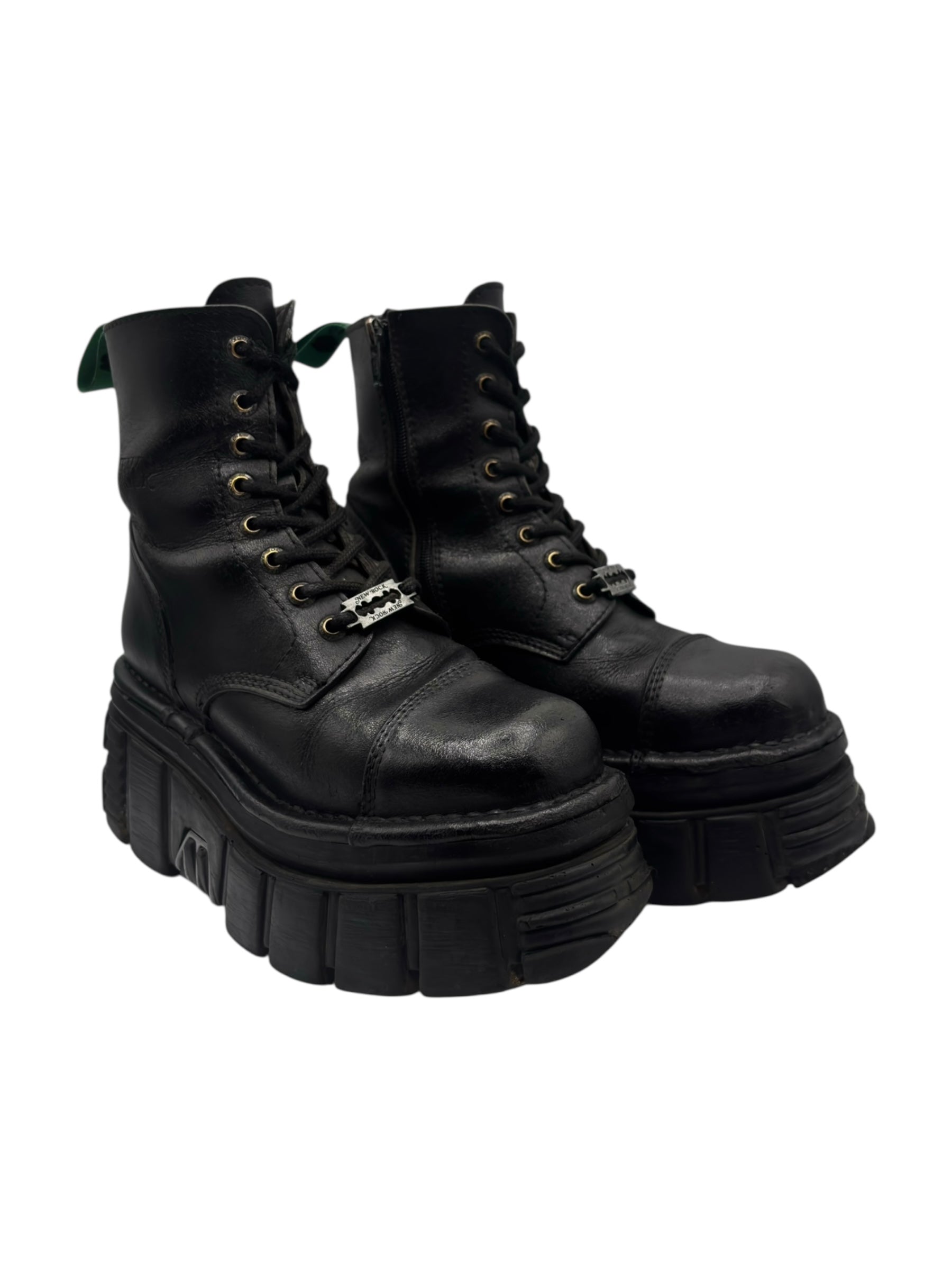 New Rock mili lace-up leather platform boots size 37
