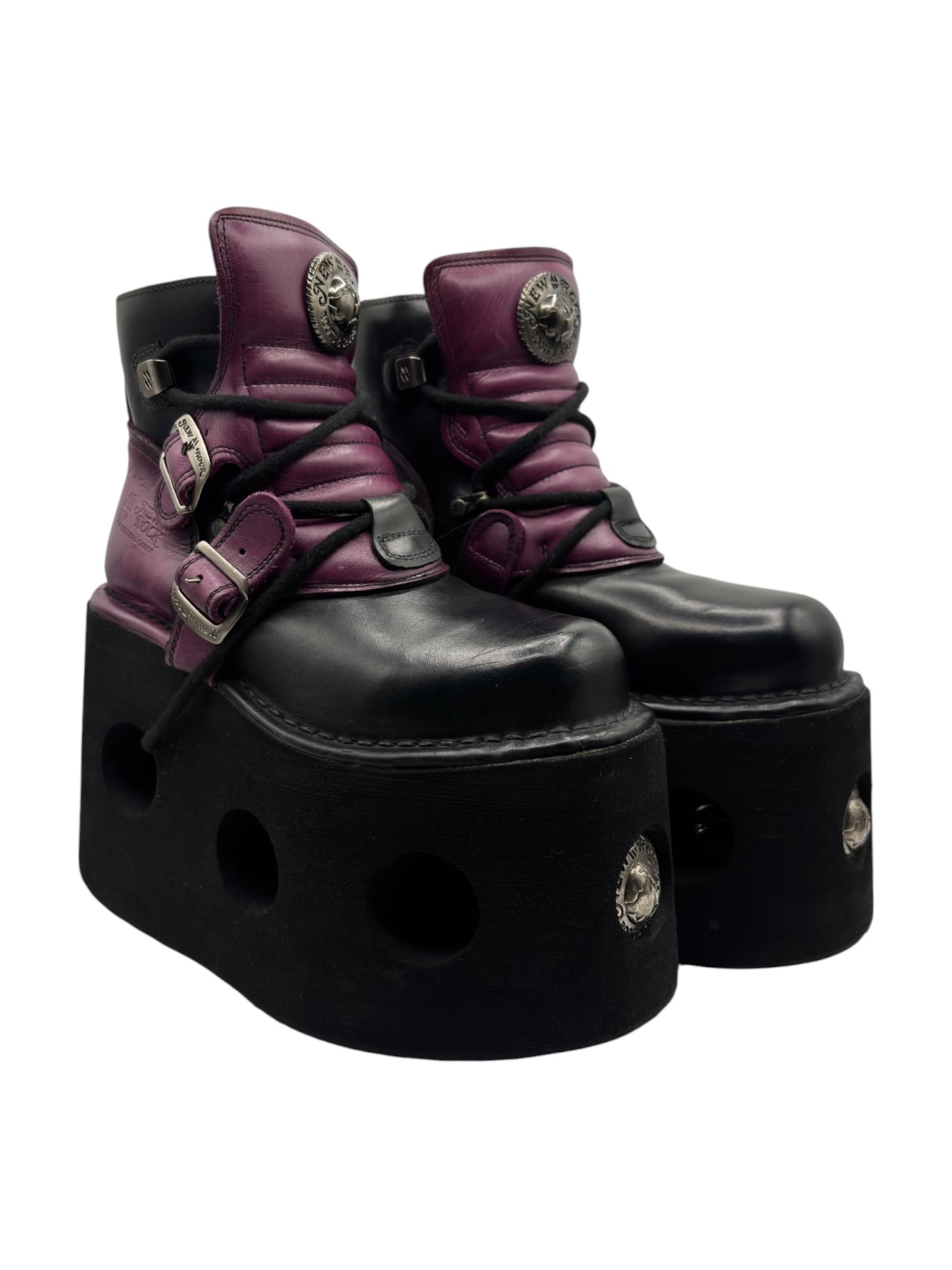 Vintage New Rock purple jupiter leather platform boots