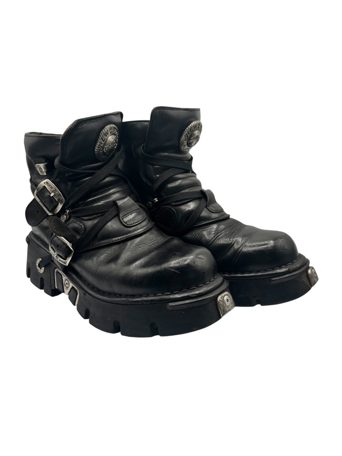 Vintage New Rock leather buckle boots size 41